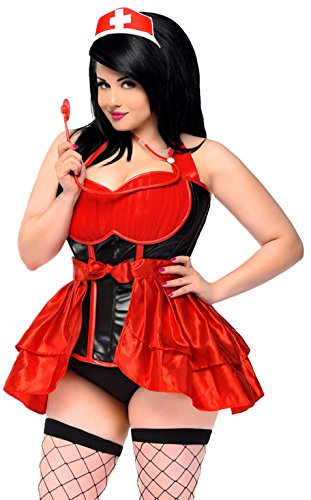 Daisy Corsets Women's 4-Piece Dark Nurse Costume Set | Sexy Halloween Cosplay Outfit for Adults | Perfect for Roleplay, Parties & Themed Events