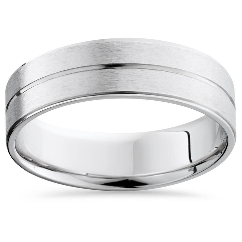 14K White Gold Men's Comfort Fit Wedding Band - Flat Design for Everyday Wear & Special Occasions