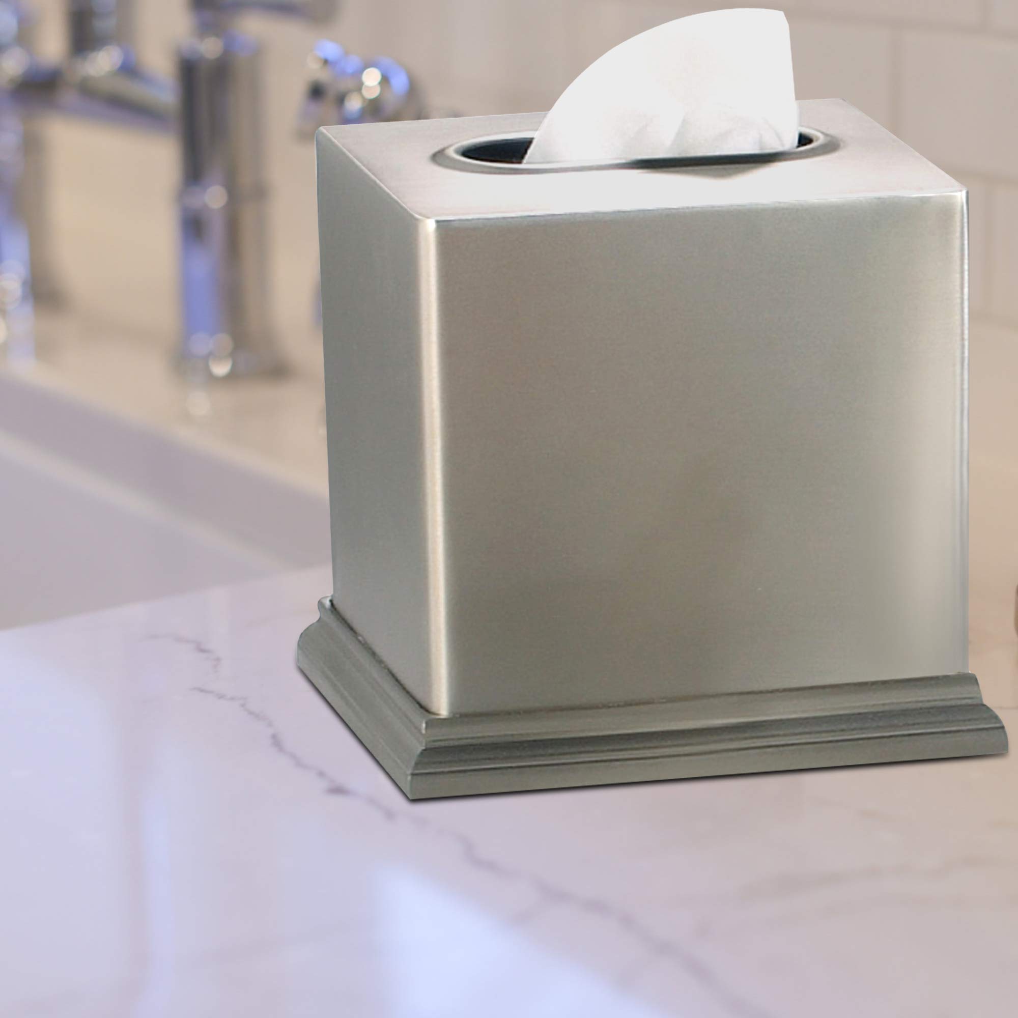 Premium Stainless Steel Rosemont Boutique Tissue Box Cover - Elegant Home Decor for Living Room, Bedroom & Office