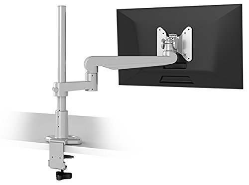 EVOLVE1-F-SLV Single Monitor Arm - Adjustable Desk Mount Stand for 13-32 Inch Screens | Ergonomic VESA 75x75/100x100 | Home Office & Gaming Setup (Silver)