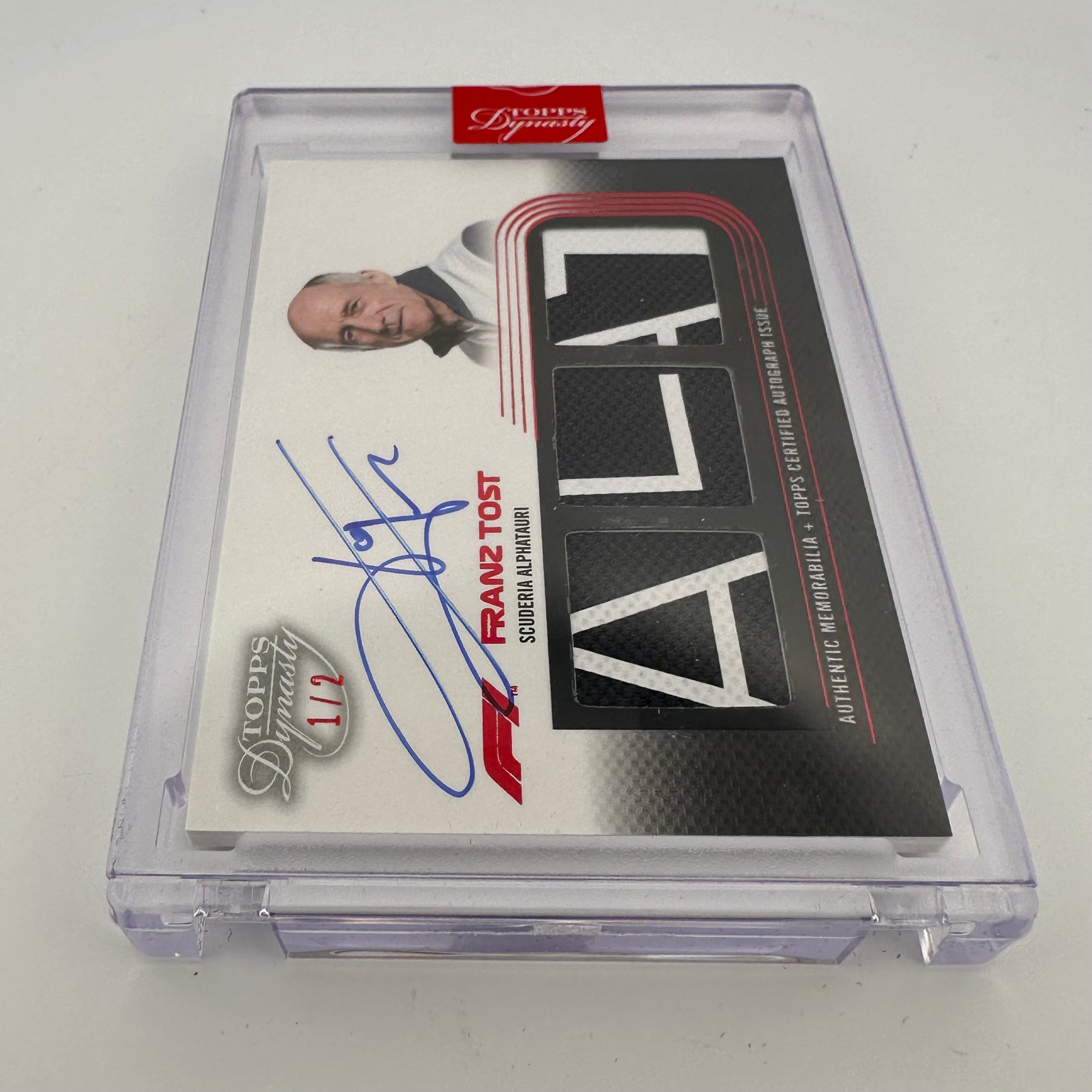 2022 Dynasty Triple Relic Autograph Card #SDTRA FT - Franz Tost Racing Memorabilia - Perfect for F1 Collectors, Sports Fans & Autograph Enthusiasts