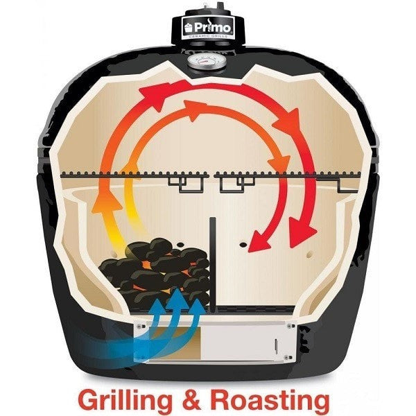 Primo Oval JR 200 Ceramic Charcoal Grill - Premium Outdoor BBQ Smoker for Backyard, Patio & Tailgating | Perfect for Grilling, Smoking & Slow Cooking