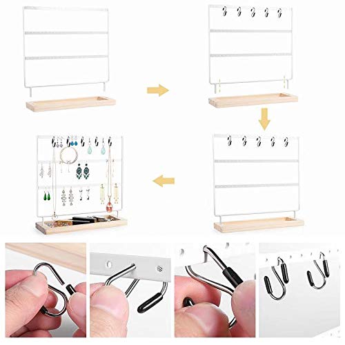 VERGILIUS 3-Tier Jewelry Organizer Stand - White Earring & Necklace Holder Display Tree for Earrings, Necklaces, Bracelets - Perfect for Bedroom, Bathroom, Dresser & Travel Jewelry Storage
