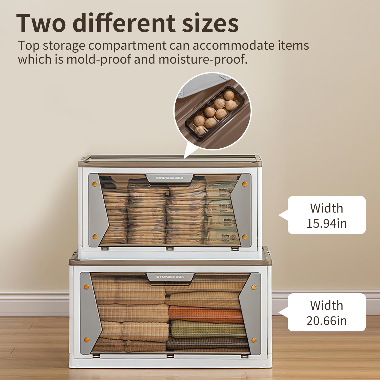 Stackable Plastic Storage Bins with Wheels & Lids - 2 Pack Collapsible Storage Containers with Handles for Bedroom, Living Room, Kitchen & Closet Organization | Perfect for Home Storage, Moving & Office Organization