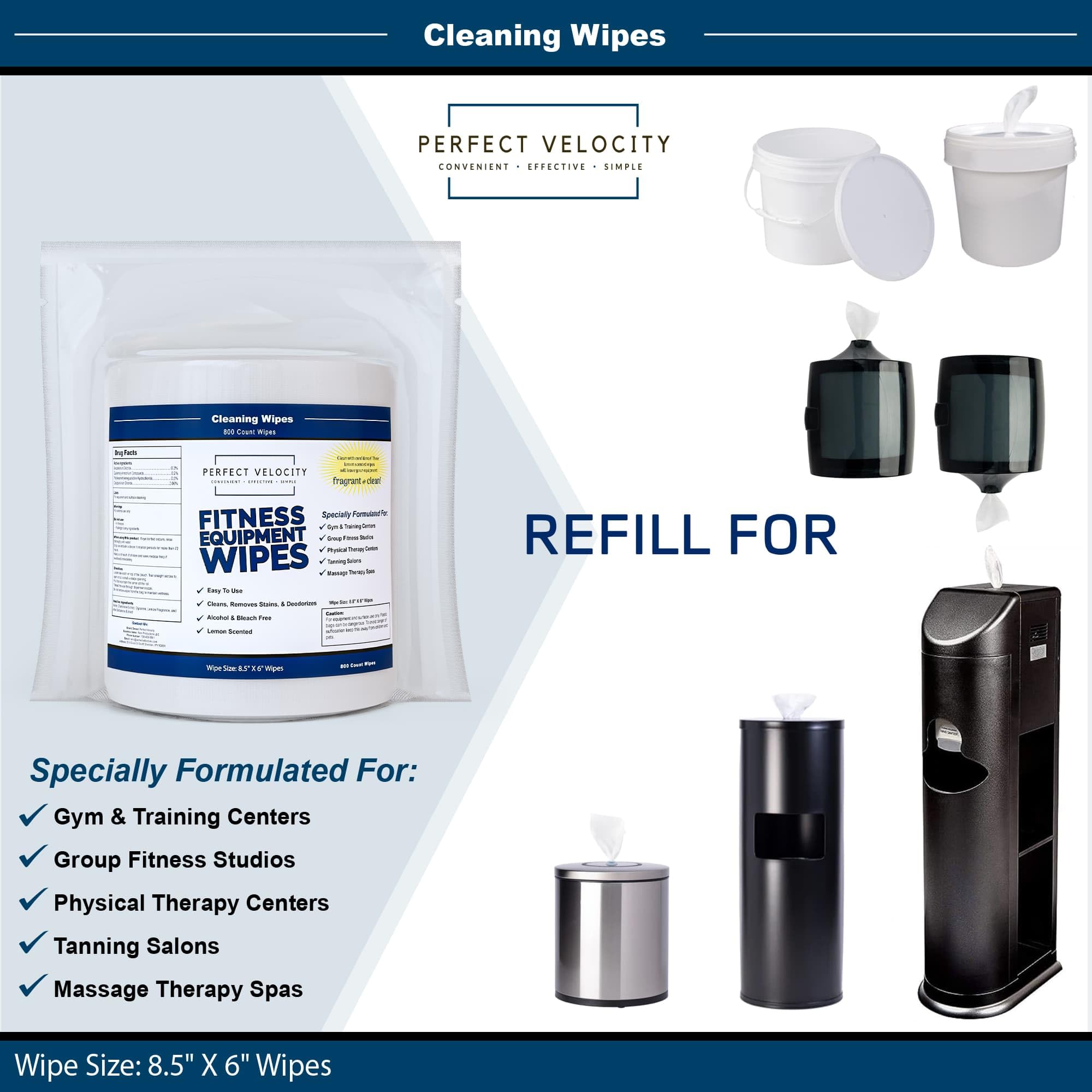 Fitness Gym Equipment Cleaning Wipes - 4 Rolls of 800 Pre-Moistened Antibacterial Wipes Refill for Gym Equipment, Exercise Machines & Fitness Gear - Perfect for Home Gyms, Commercial Gyms & Workout Studios
