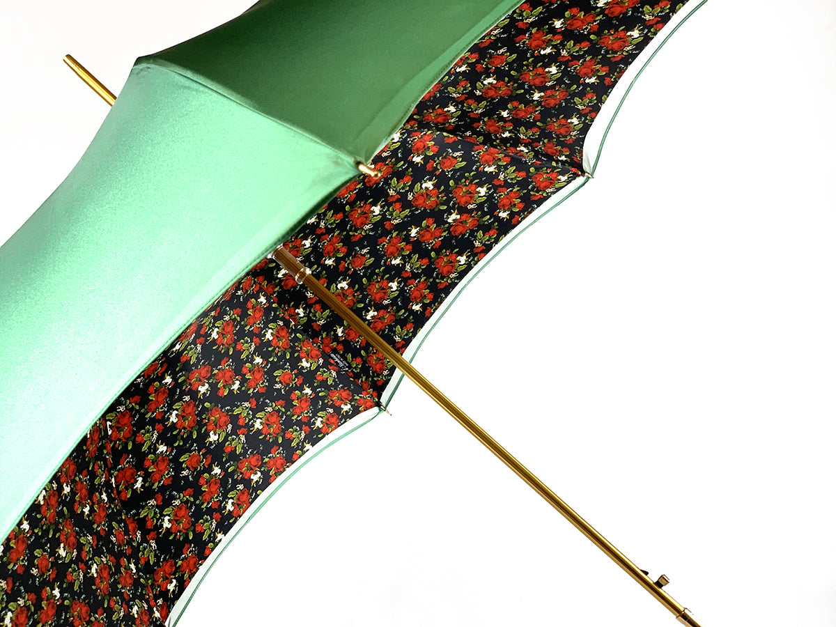 Elegant Green Rose Umbrella - Waterproof Windproof Compact Folding Travel Umbrella for Women & Men - Perfect for Rainy Days, Outdoor Events & Daily Commute