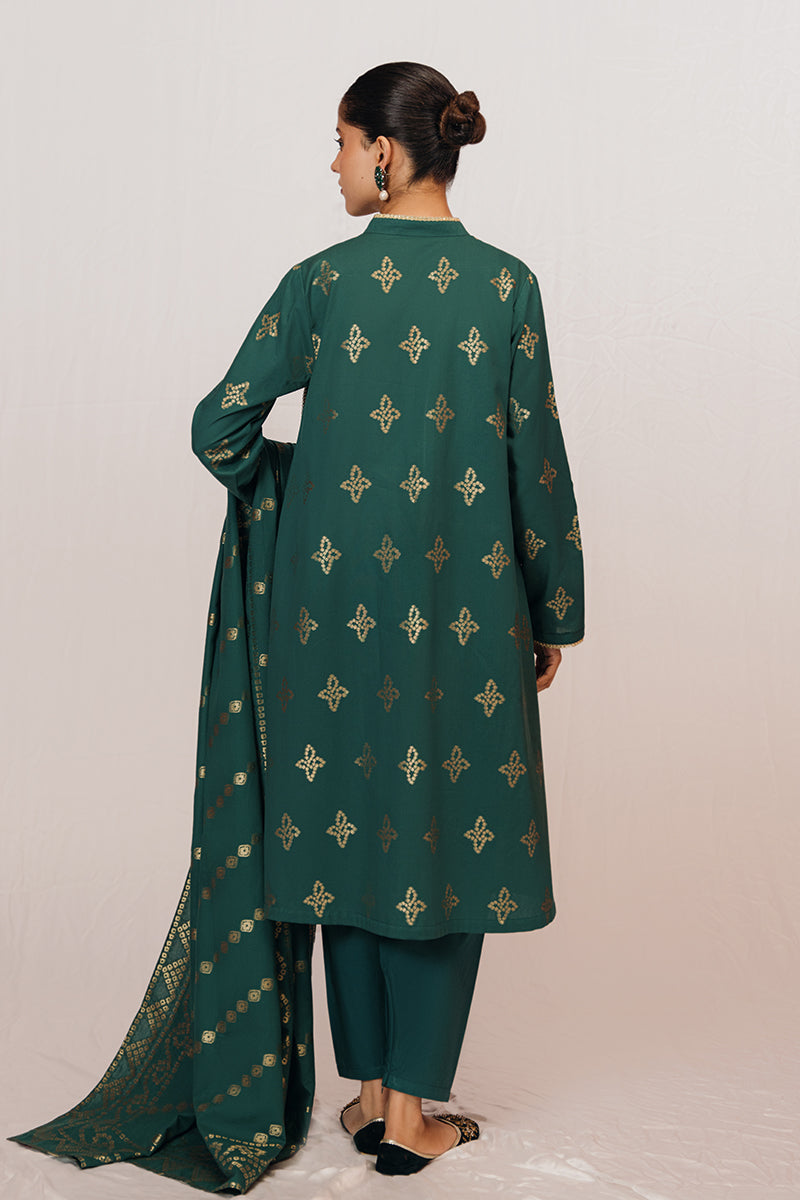 MEADOW GREEN 3-PIECE JACQUARD SUIT SET FOR WOMEN | ELEGANT FORMAL WEAR | PERFECT FOR WEDDINGS, OFFICE & SPECIAL OCCASIONS