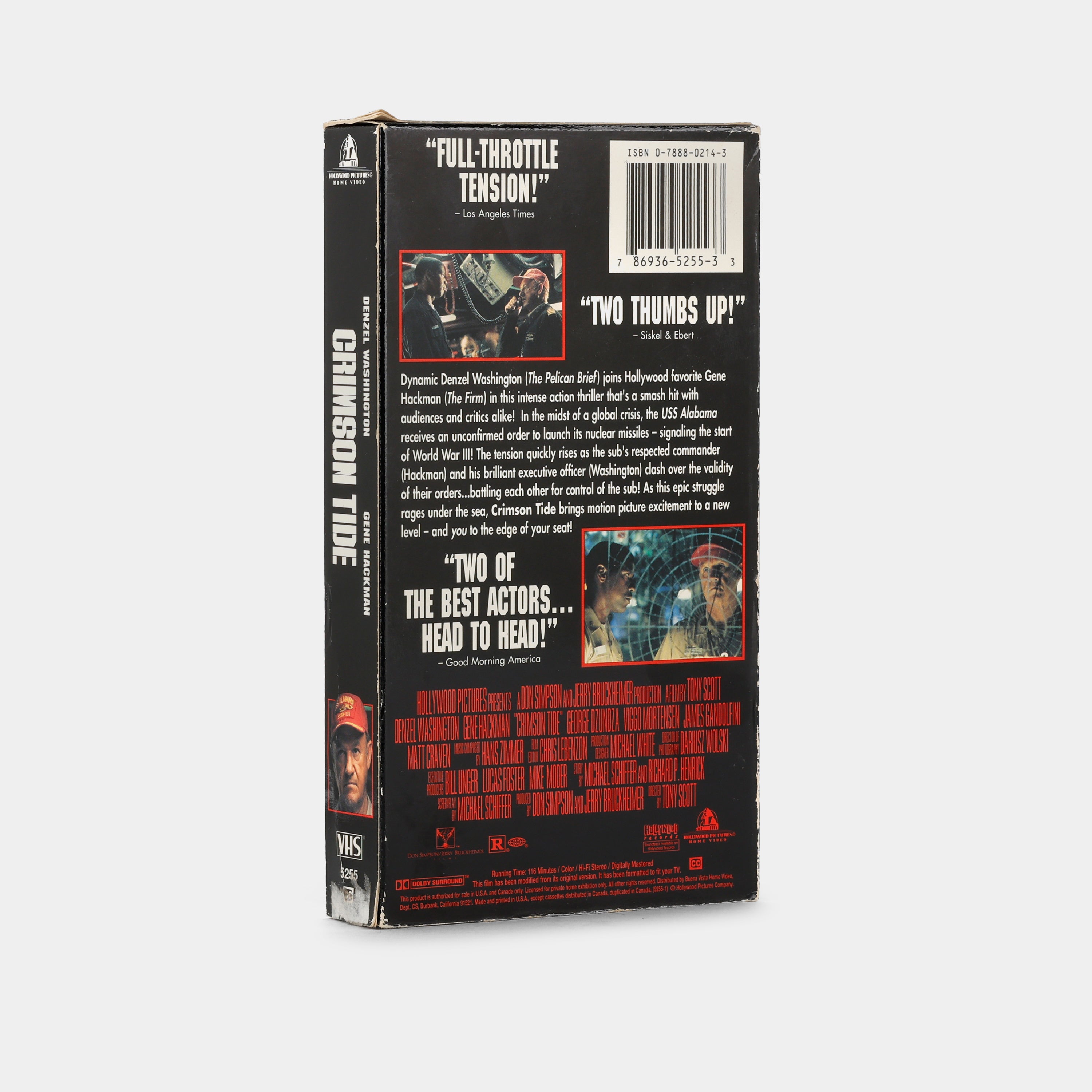 Crimson Tide VHS Movie Tape - Classic Action Thriller Film with Denzel Washington & Gene Hackman - Perfect for Movie Collectors & 90s Nostalgia Fans