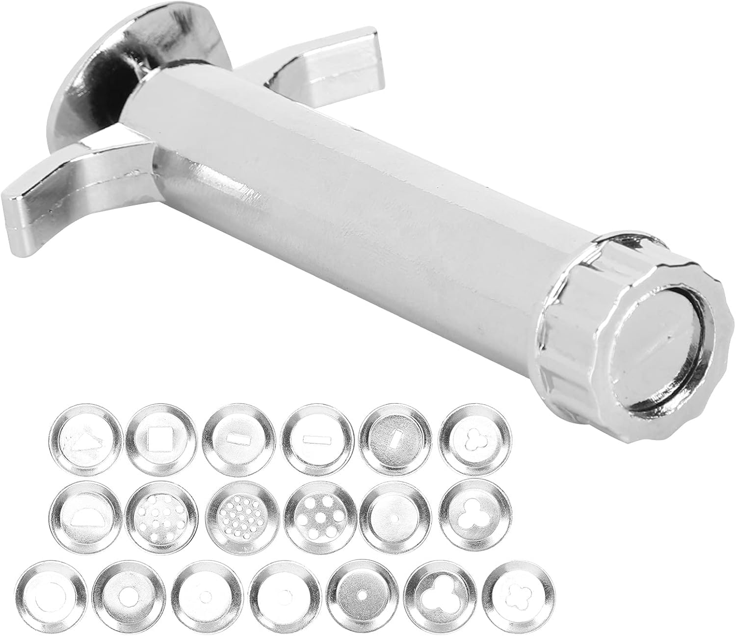 Premium Silver Clay Extruder Kit - 19Pc Multi-Function Ceramic Extruder Tool with Interchangeable Nozzles for Polymer Clay, Pottery & Sculpting - Perfect for DIY Crafts, Jewelry Making & Art Projects