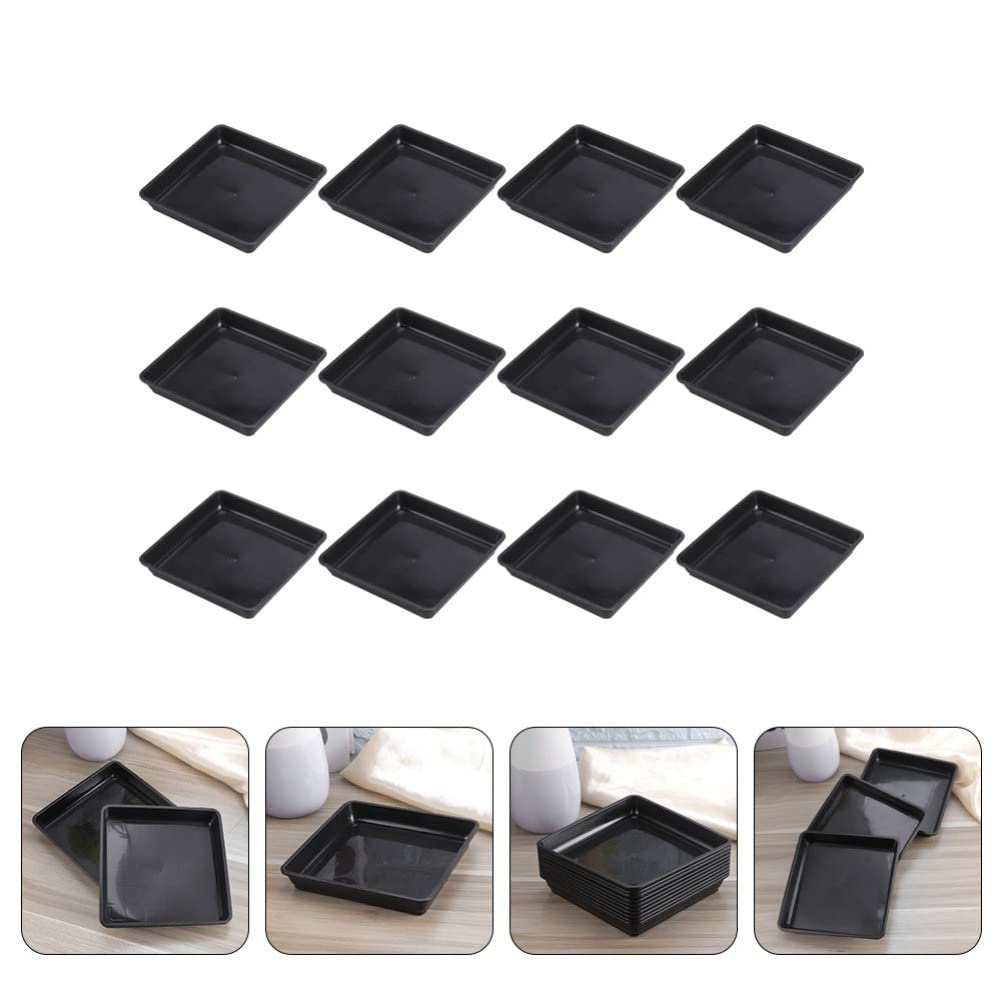 DOITOOL 12-Pack 12 Inch Square Plant Saucers - Drip Trays for Flower Pots, Water Plates & Planters - Indoor & Outdoor Garden Plant Trays for Potted Plants | Perfect for Balcony, Patio, and Greenhouses