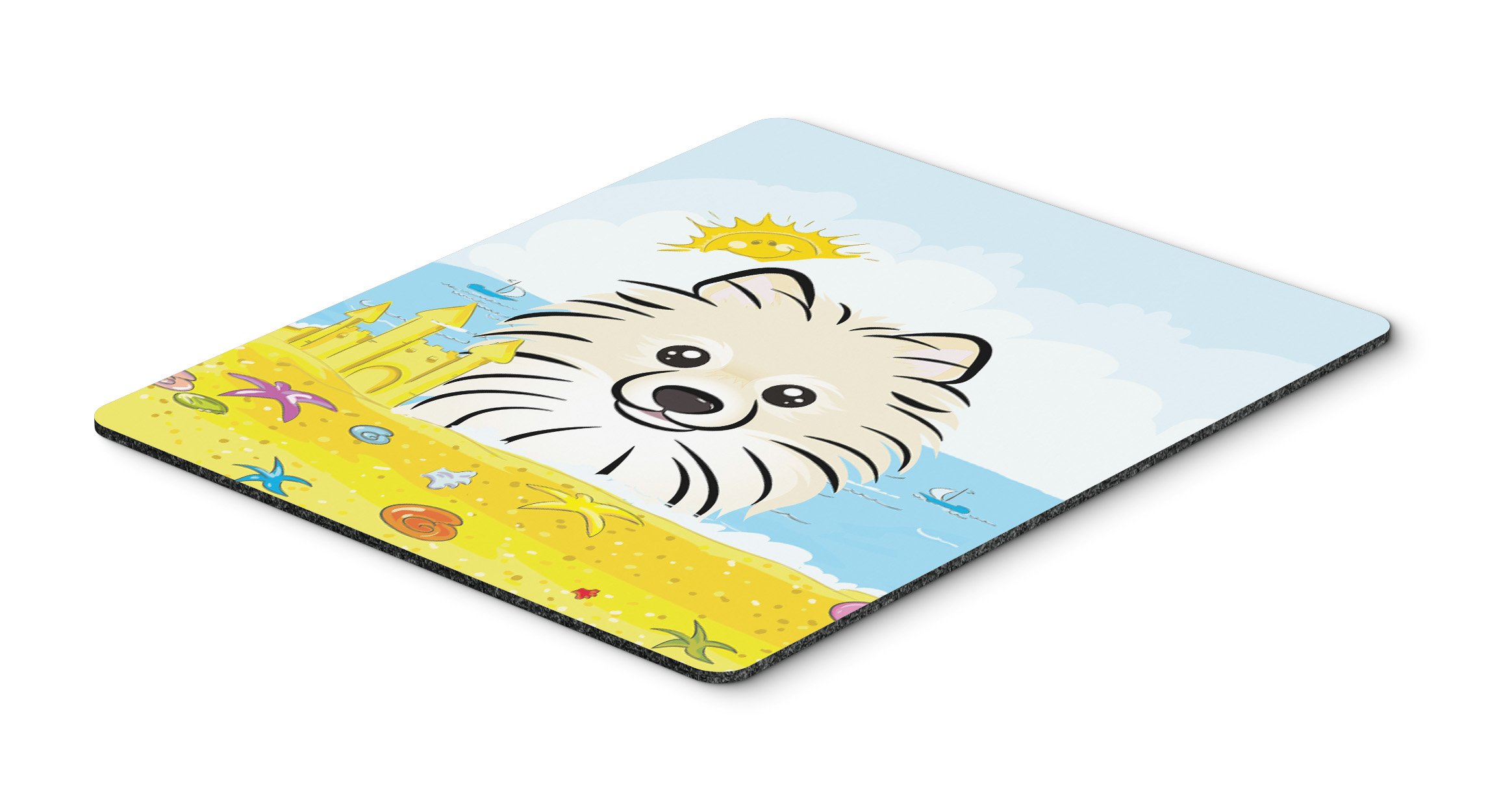 Pomeranian Summer Beach Mouse Pad - Large Washable Non-Slip Desk Mat for Home Office, Gaming & Computers - Cute Dog-Themed Hot Pad & Trivet - Perfect for Workstations, Laptops & Beach House Decor