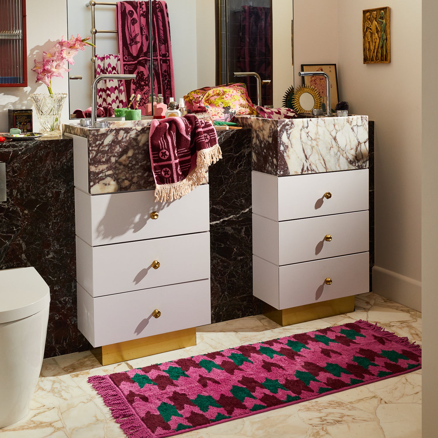 Arlette Non-Slip Bathroom Rug Runner - Soft Absorbent Microfiber Mat for Bath Tub and Shower - Perfect for Bathroom, Spa, and Home Decor