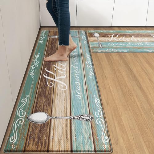 Teal Tablespoon Kitchen Mat