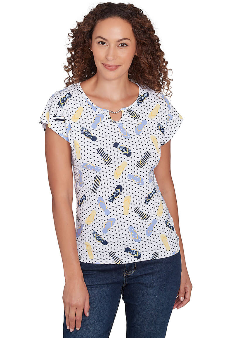 Making Waves Flip Flop Top - Women's Stylish Summer Beach Cover Up for Pool, Vacation & Casual Outings