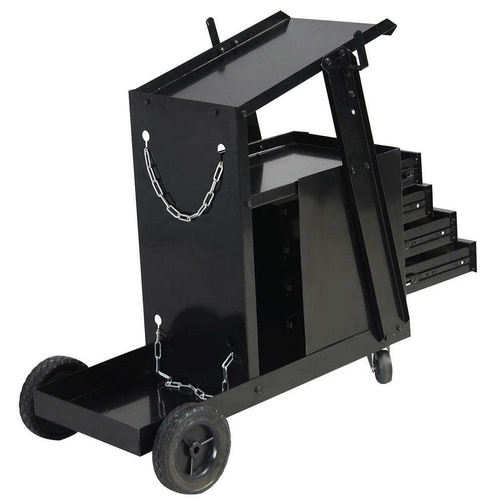 Durable 4-Drawer Welding Cart for Cabinet Welders - High-Strength Iron Construction with Smooth Rolling Wheels | Plasma Cutter Storage & Workshop Organizer | Perfect for Metal Fabrication, Automotive Repair & DIY Projects