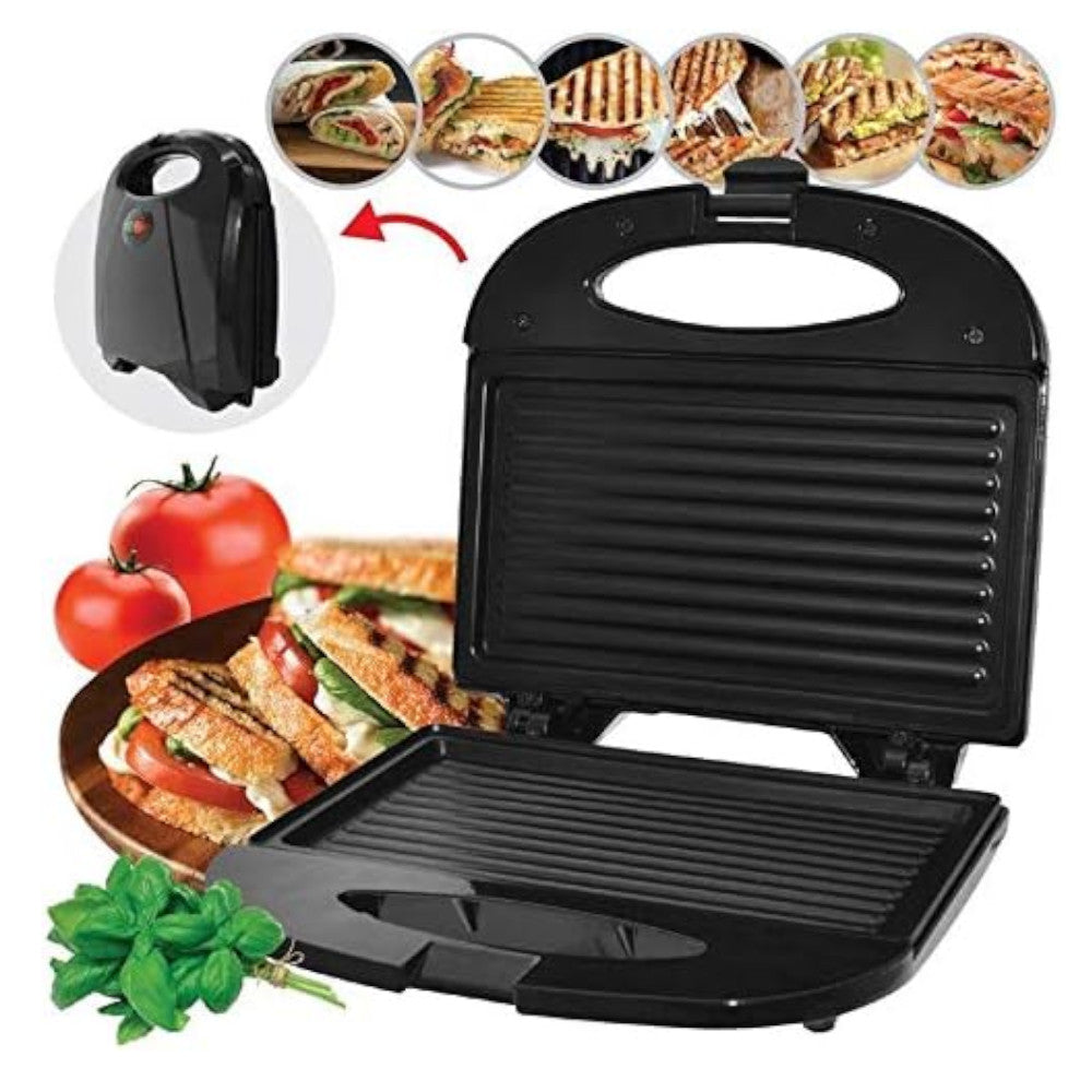 Non-Stick HAUZ APM319 Compact Panini Press - Lightweight Sandwich Maker for Home, Office & Outdoor Use - Perfect for Grilled Cheese, Paninis & Breakfast Sandwiches