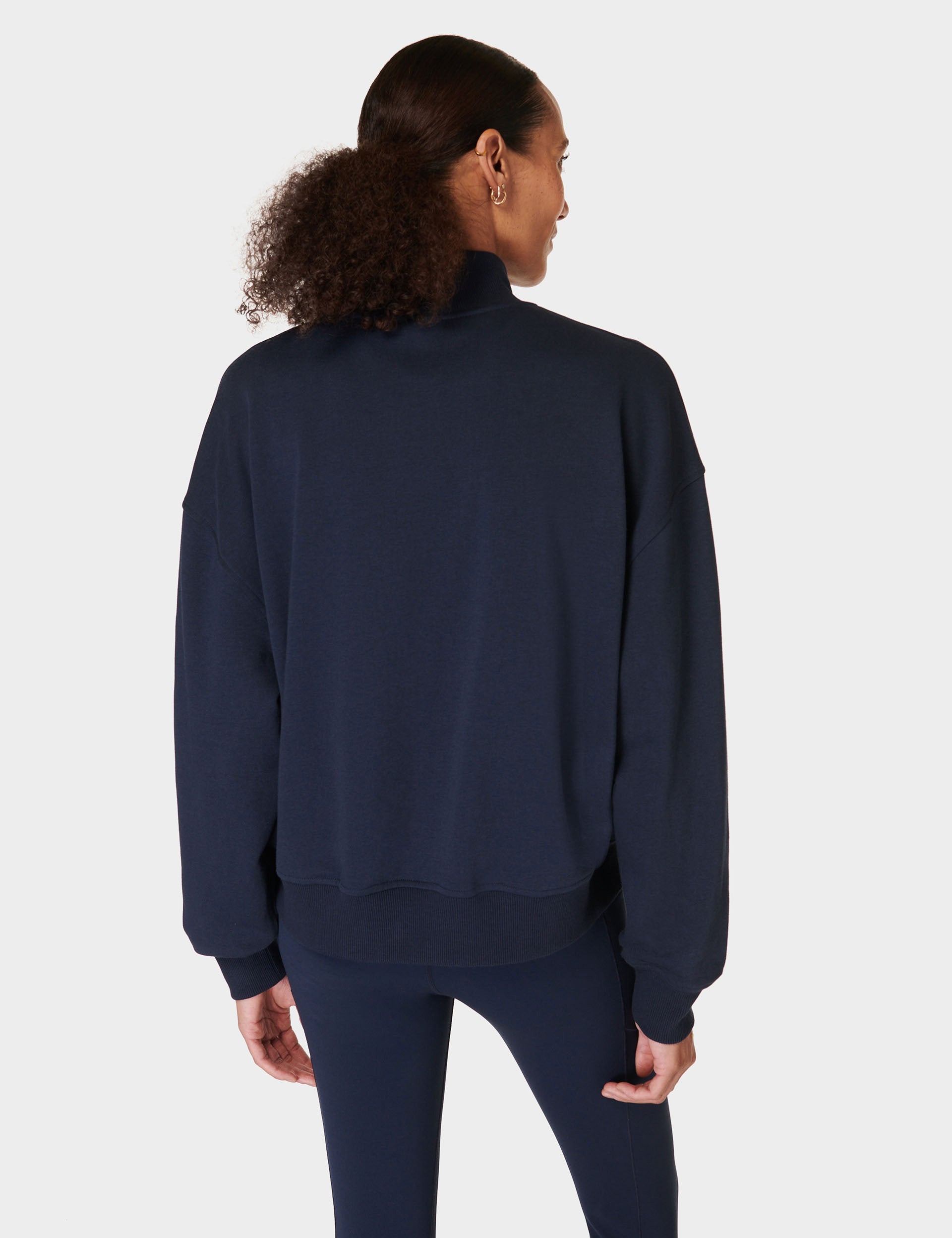 Revive Crop Half Zip Sweatshirt for Women - Navy Blue Pullover for Casual Wear, Gym, and Outdoor Activities