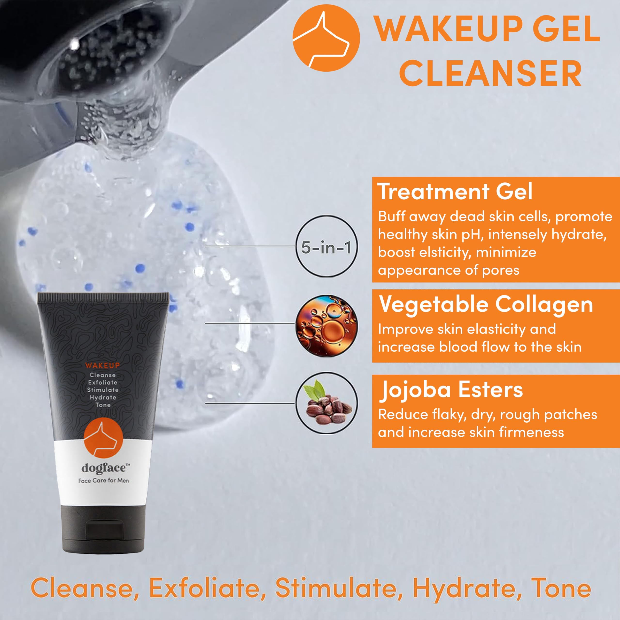 Dogface Men's Skincare Set - Electric Facial Cleansing Brush, Hydrating Gel Face Wash, Retinol Serum & Eye Cream for Anti-Aging & Dark Circles | Complete Daily Routine for Men's Face Care at Home or Travel