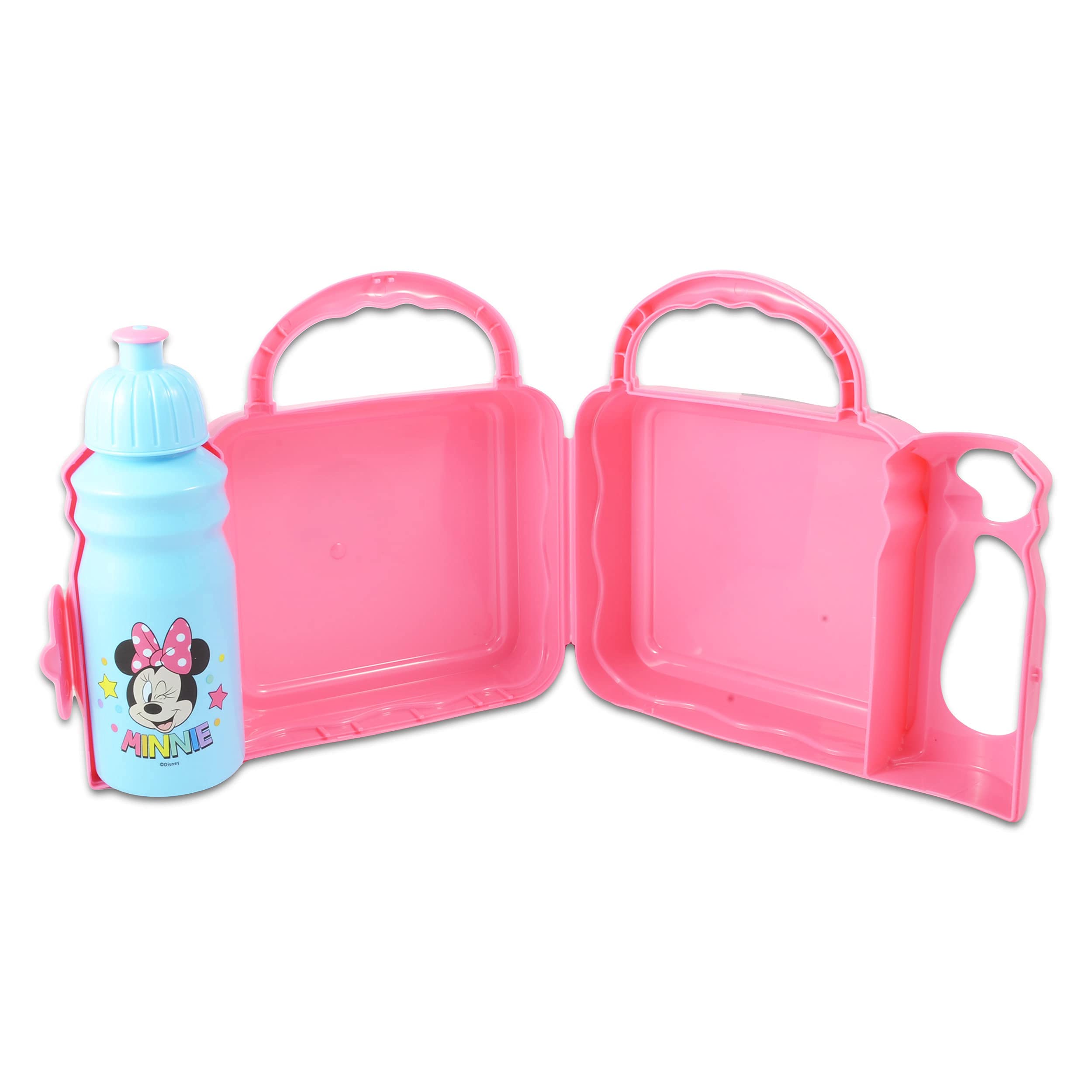 Disney Minnie Mouse Lunch Box and Water Bottle Set for Girls - Pink Plastic Insulated Kids Lunch Kit with Matching Water Bottle - Perfect for School, Picnics, and Travel