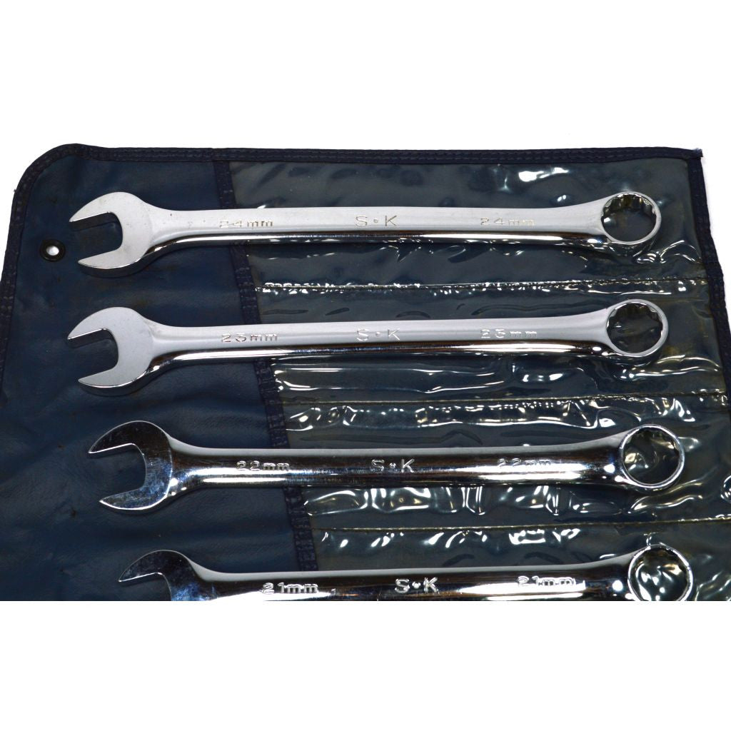 SK SUPERKROME 18-Piece Metric Combination Wrench Set (7-24mm) - 12-Point Professional Grade Tools for Automotive Repair & DIY Projects