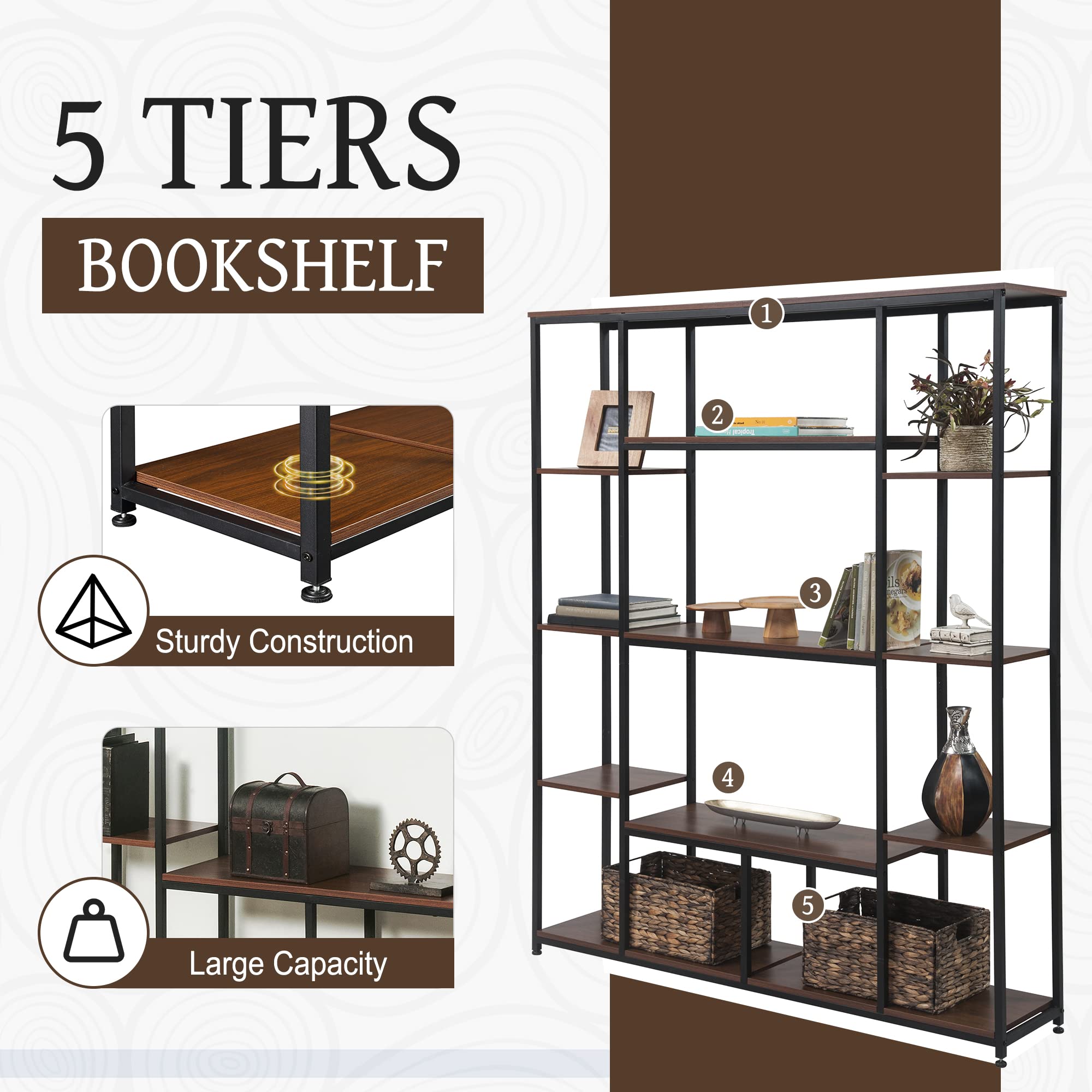 Merax 5-Tier Bookcase - 70.9