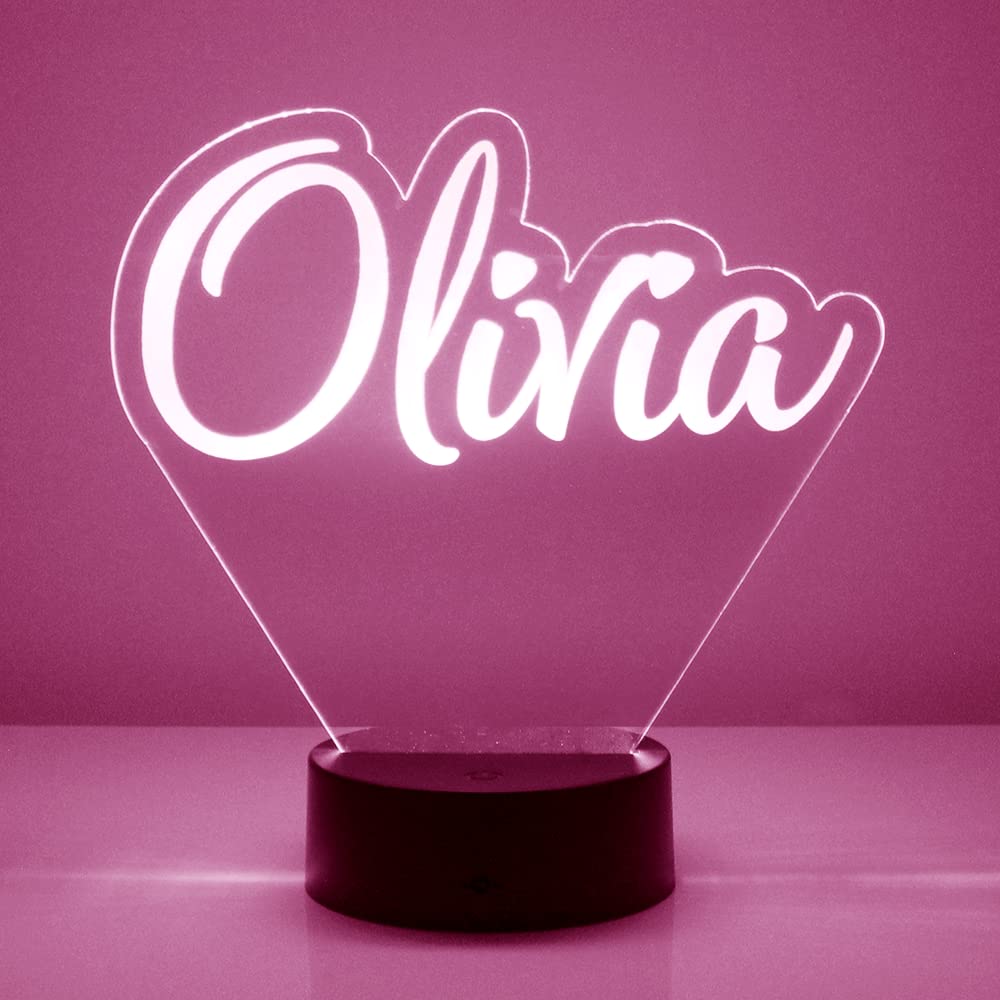 Custom Name LED Sign Night Light with Remote - Personalized Name/Image, 16 Colors & 4 Modes - Clear Acrylic Home Decor (Made in USA) | Perfect for Bedroom, Nursery, Wedding Gift & Home Decoration