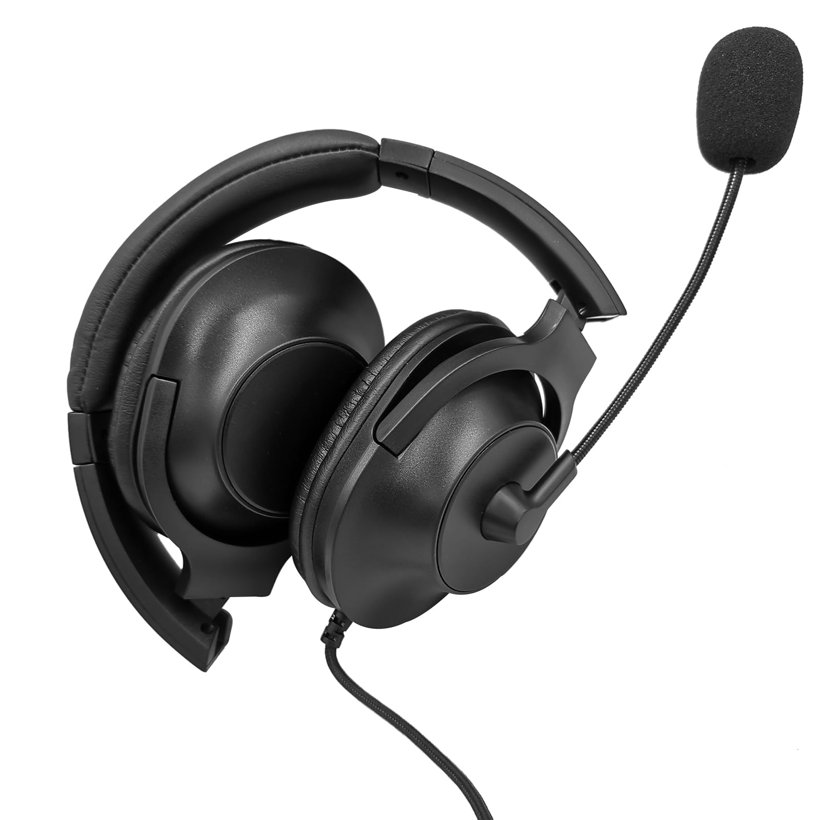 HELETUL 2-Way Radio Headphones with Mic - Ham Radio Intercom PTT Headset with Boom Microphone & Headband for Motorola 2-Pin Walkie Talkies (Binaural) - Perfect for Security, Construction & Outdoor Communication