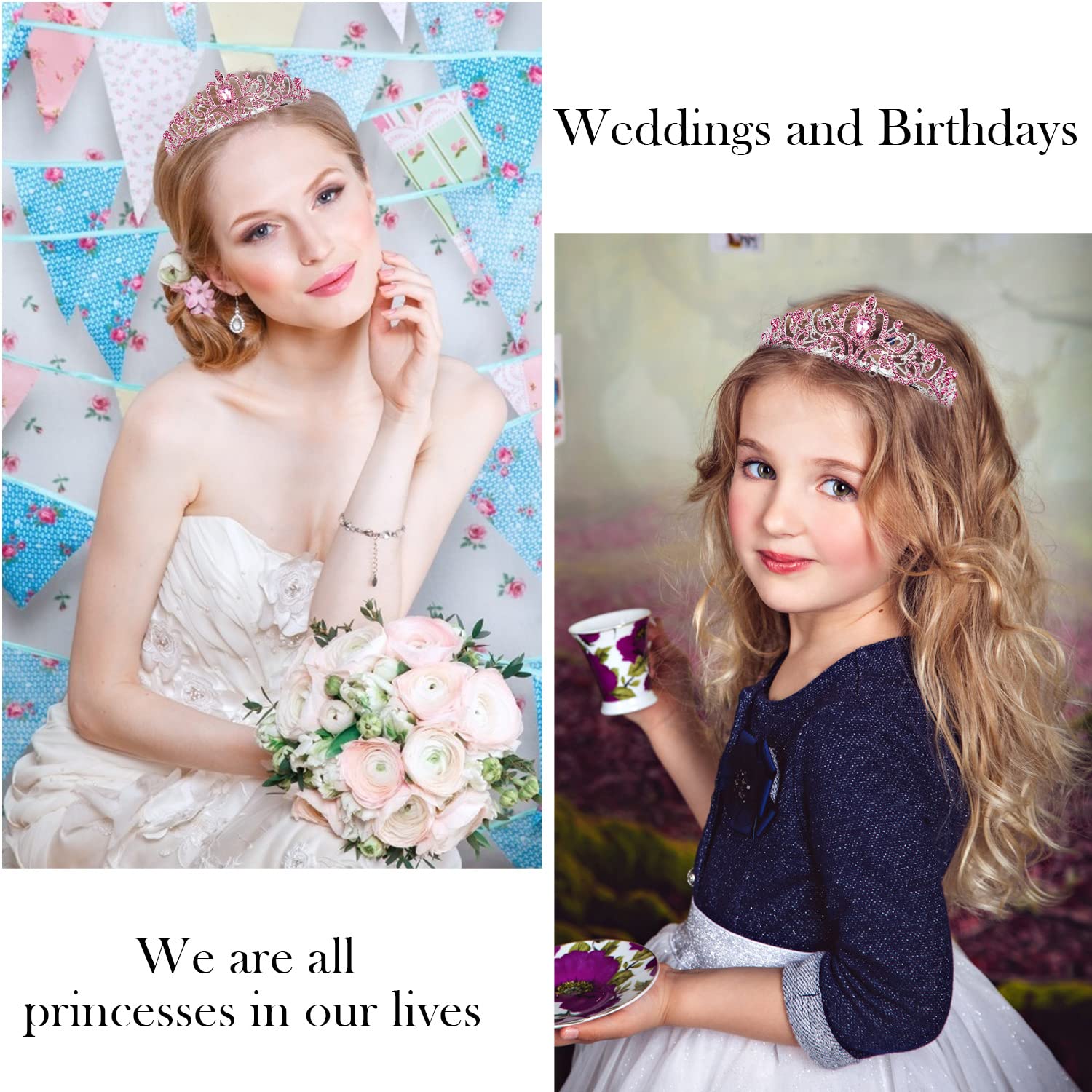 VELSCRUN Birthday Tiaras for Women & Girls - Sparkling Princess Crown Headband with Sash - Elegant Birthday Party Accessories & Decorations for Women's Birthday, Bachelorette, Bridal Showers & Special Celebrations