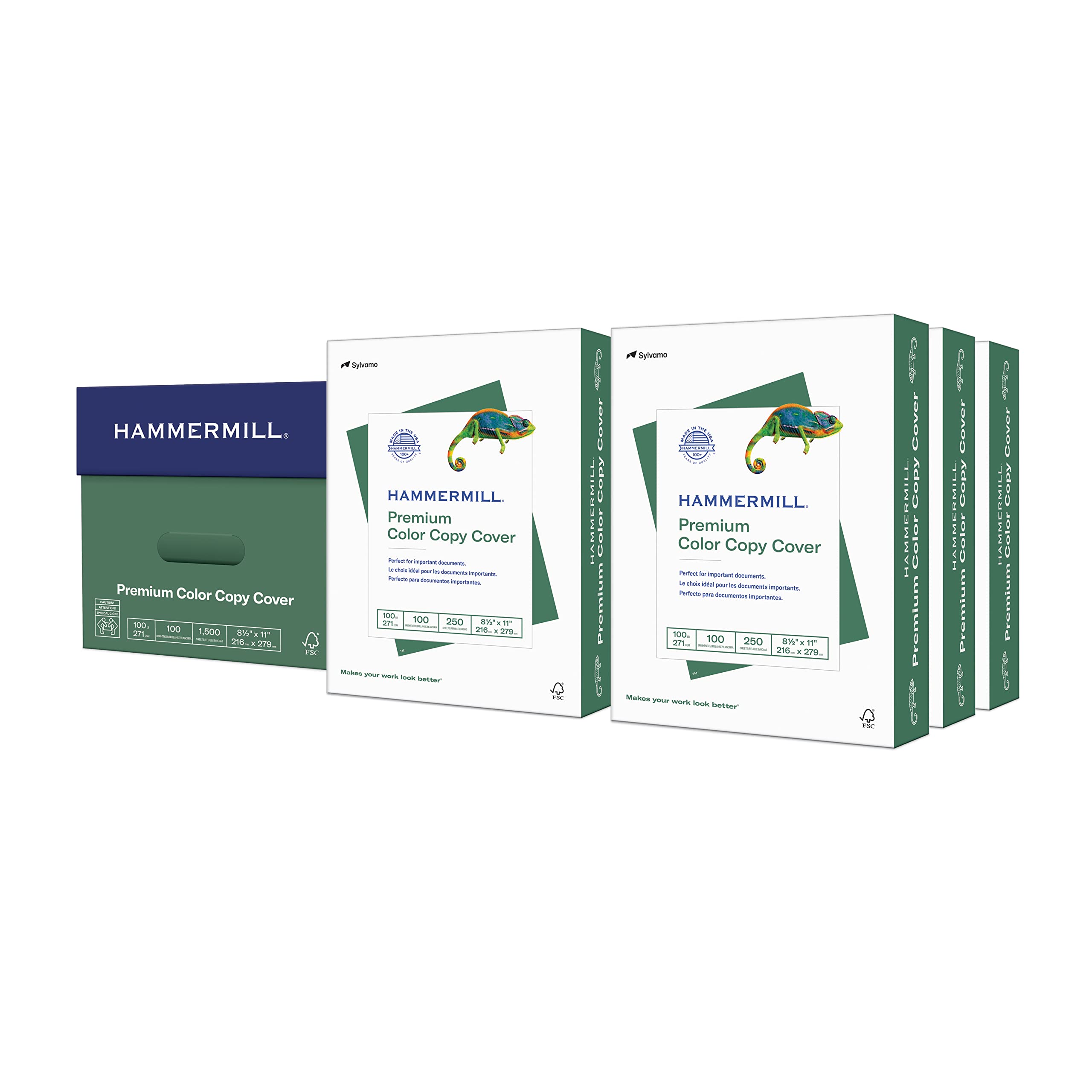 Hammermill Premium 100 lb Cardstock, 8.5 x 11 Inches, 100 Bright White Card Stock Paper - 6 Pack (1,500 Sheets) for Business Cards, Invitations & Crafting | Made in USA | Item 120024C