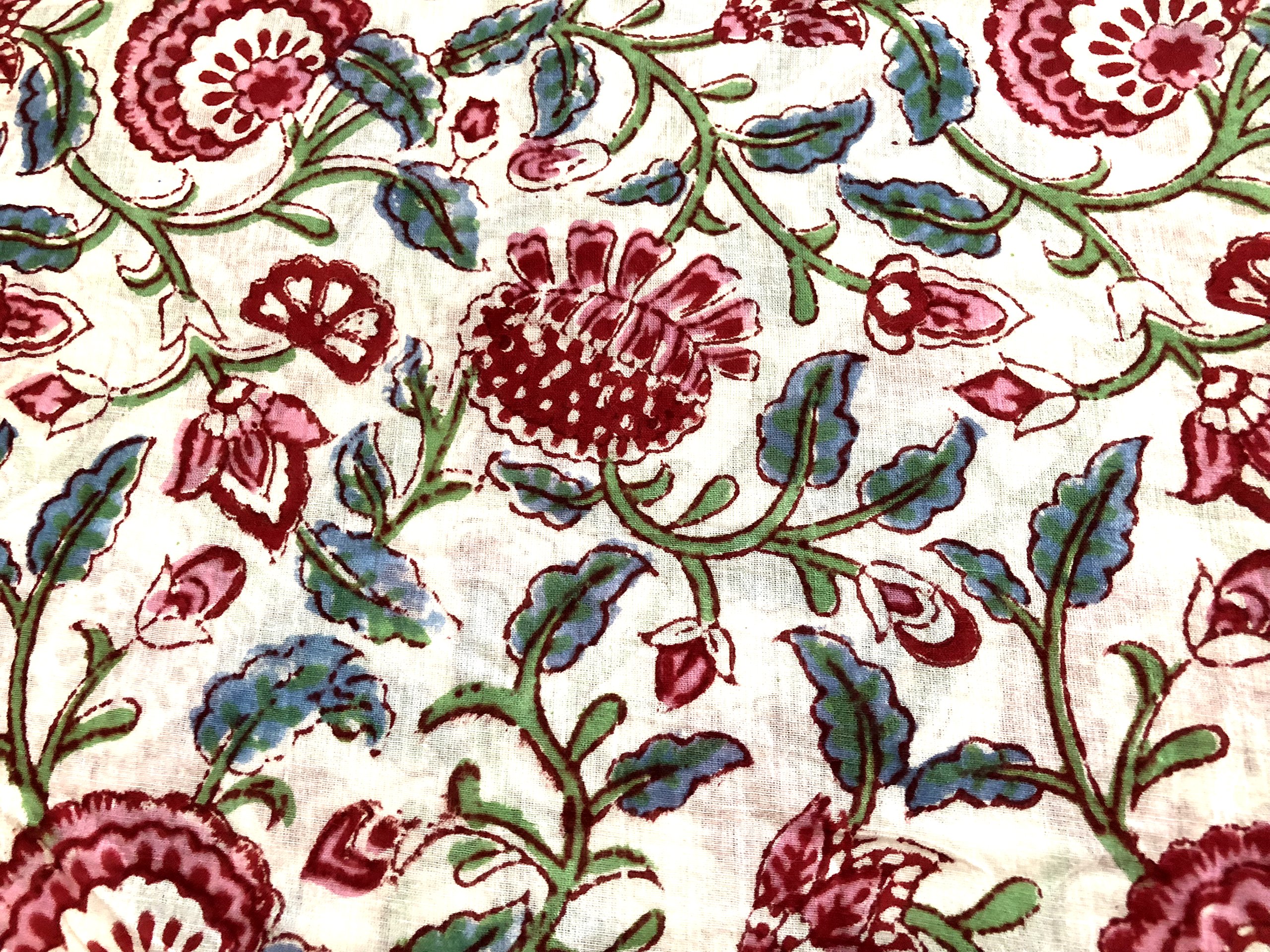 Printed Cotton Fabric by The Yard | Soft Indian Floral Print Fabric for Summer Dresses, Kurtis, Cushion Covers & Scarves | 100% Cotton Material for DIY Sewing & Home Decor (20 Yards) | Perfect for Boho Fashion, Home Textiles & Craft Projects