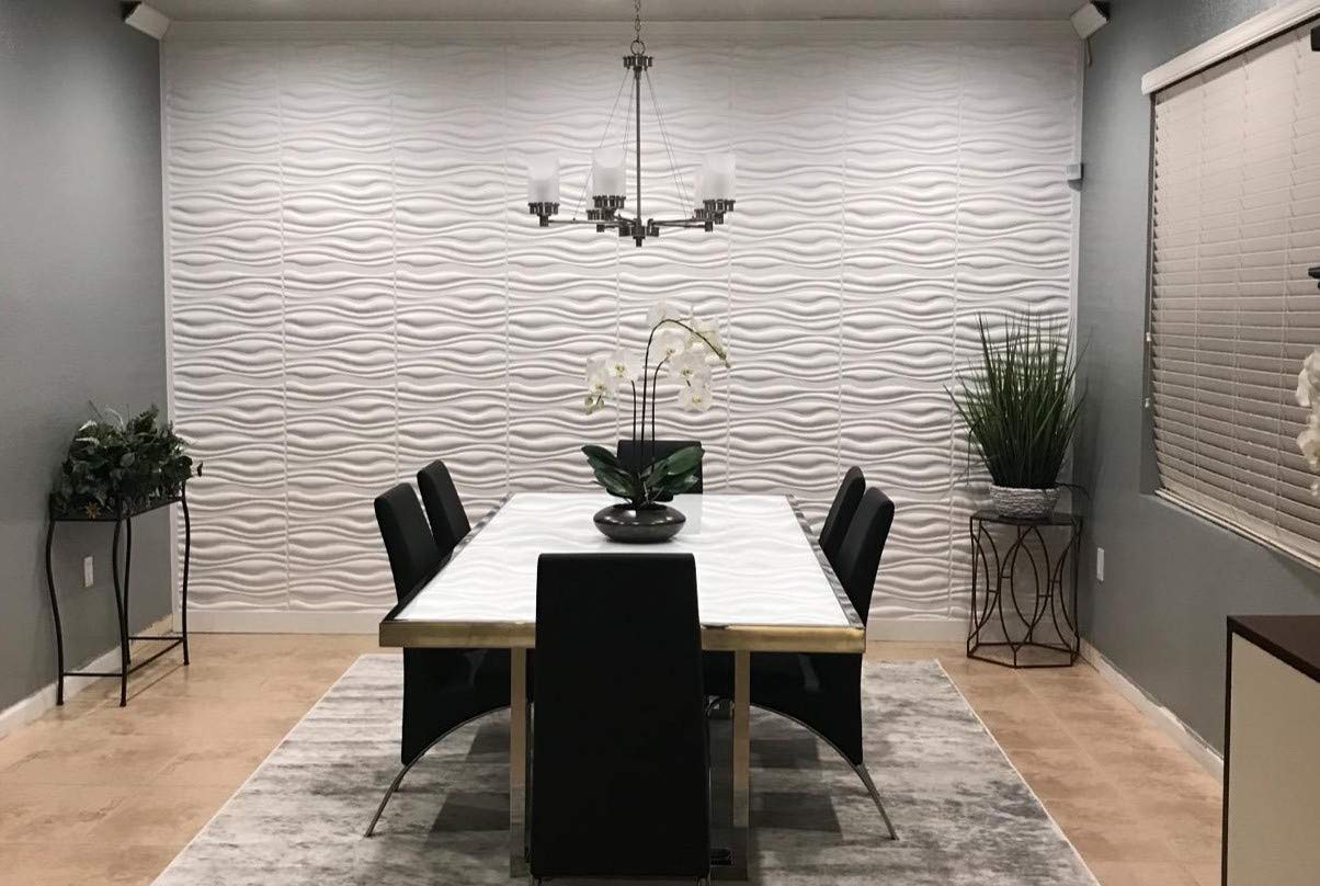 3D Textured White Wave Wall Panel with 10FT Nano Double-Sided Heavy Duty Tape - Modern Home & Office Decoration for Living Room, Bedroom, and Commercial Spaces