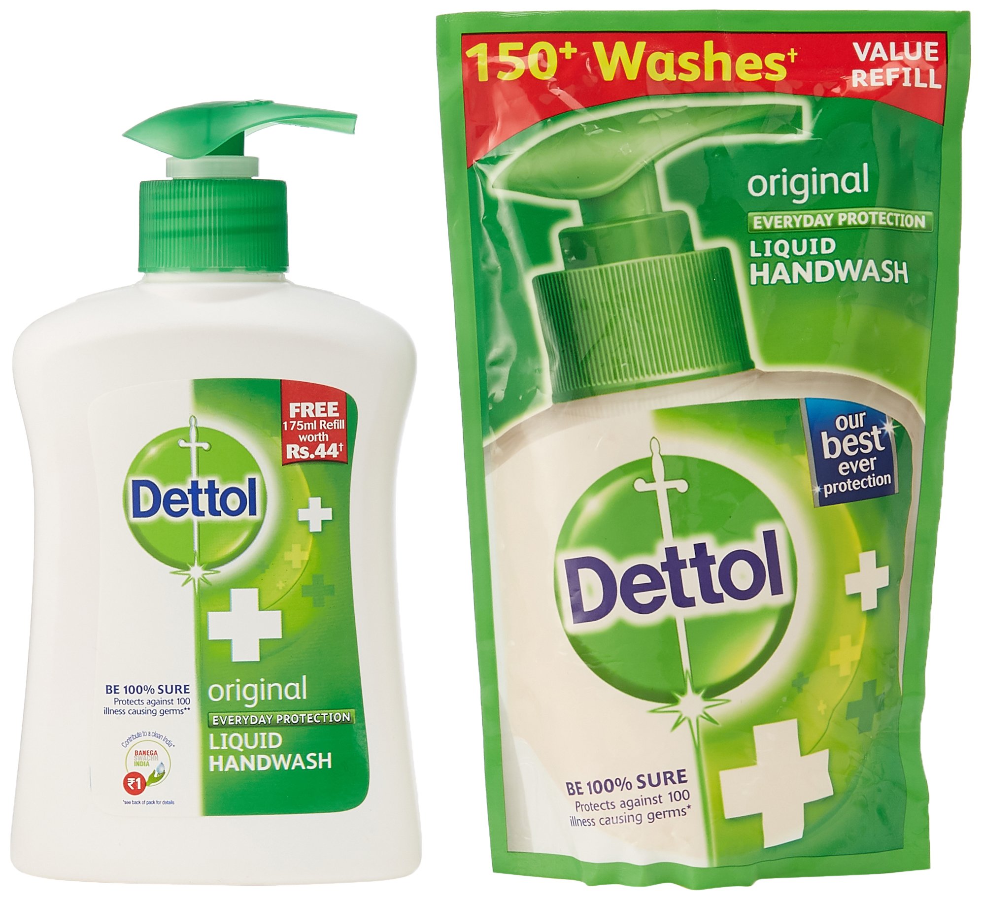 Dettol Original Liquid Hand Wash 200ml with Free Refill 185ml - Antibacterial Hand Soap for Home, Kitchen & Bathroom - Fresh & Clean Scent - Kills 99.9% Germs - Ideal for Families & Healthcare Use
