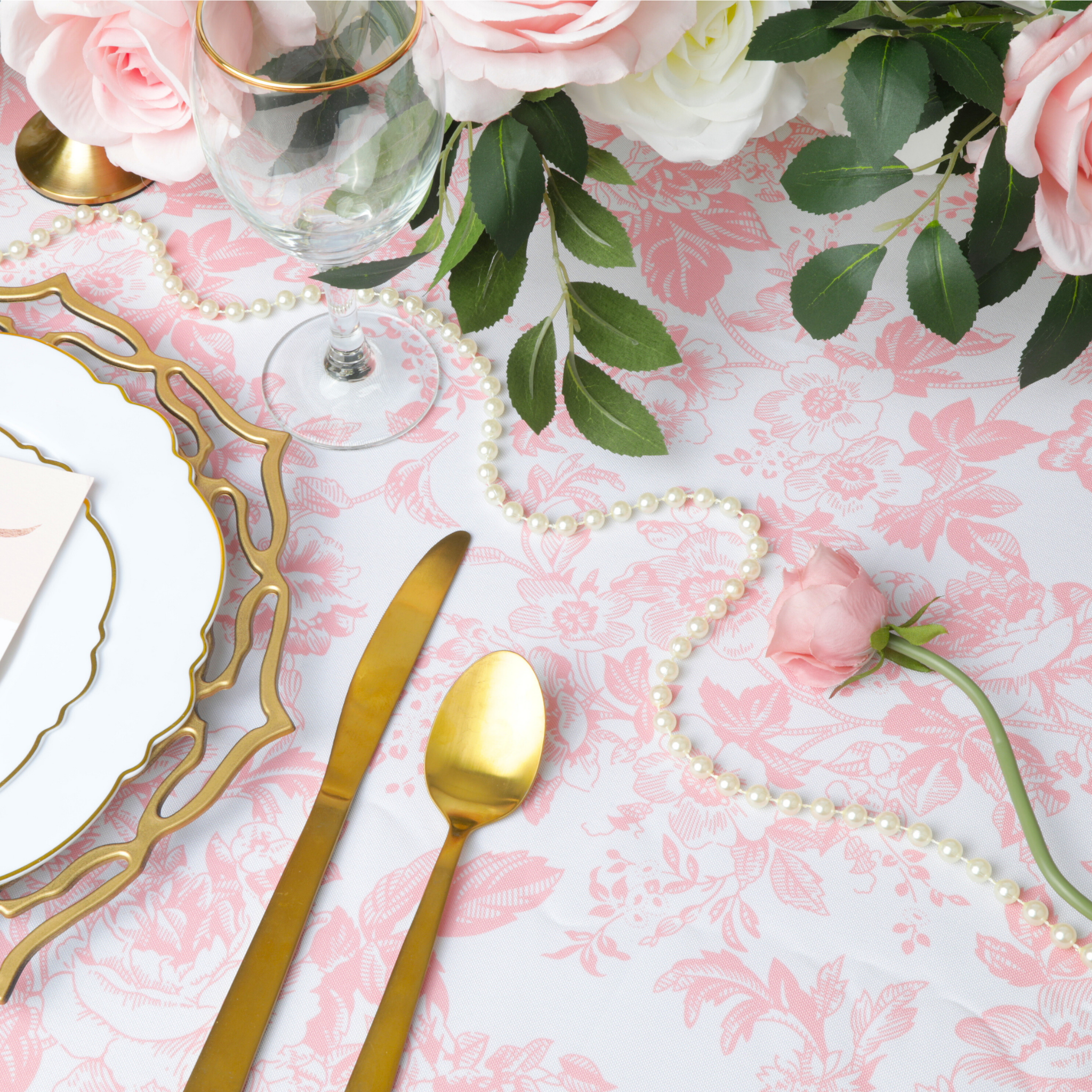 French Toile 90x132 Inch Rectangular Tablecloth in Coral - Perfect for Dining Room Decor, Kitchen Tables, and Special Occasions