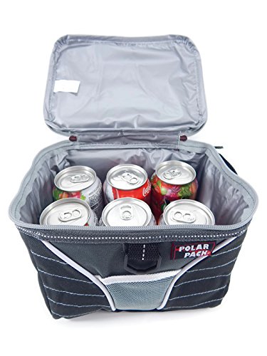 Insulated Reusable Lunch Tote Bag with Shoulder Strap - 6 Can Cooler for Work, Picnics & Outdoor Activities (Black/Charcoal Gray)