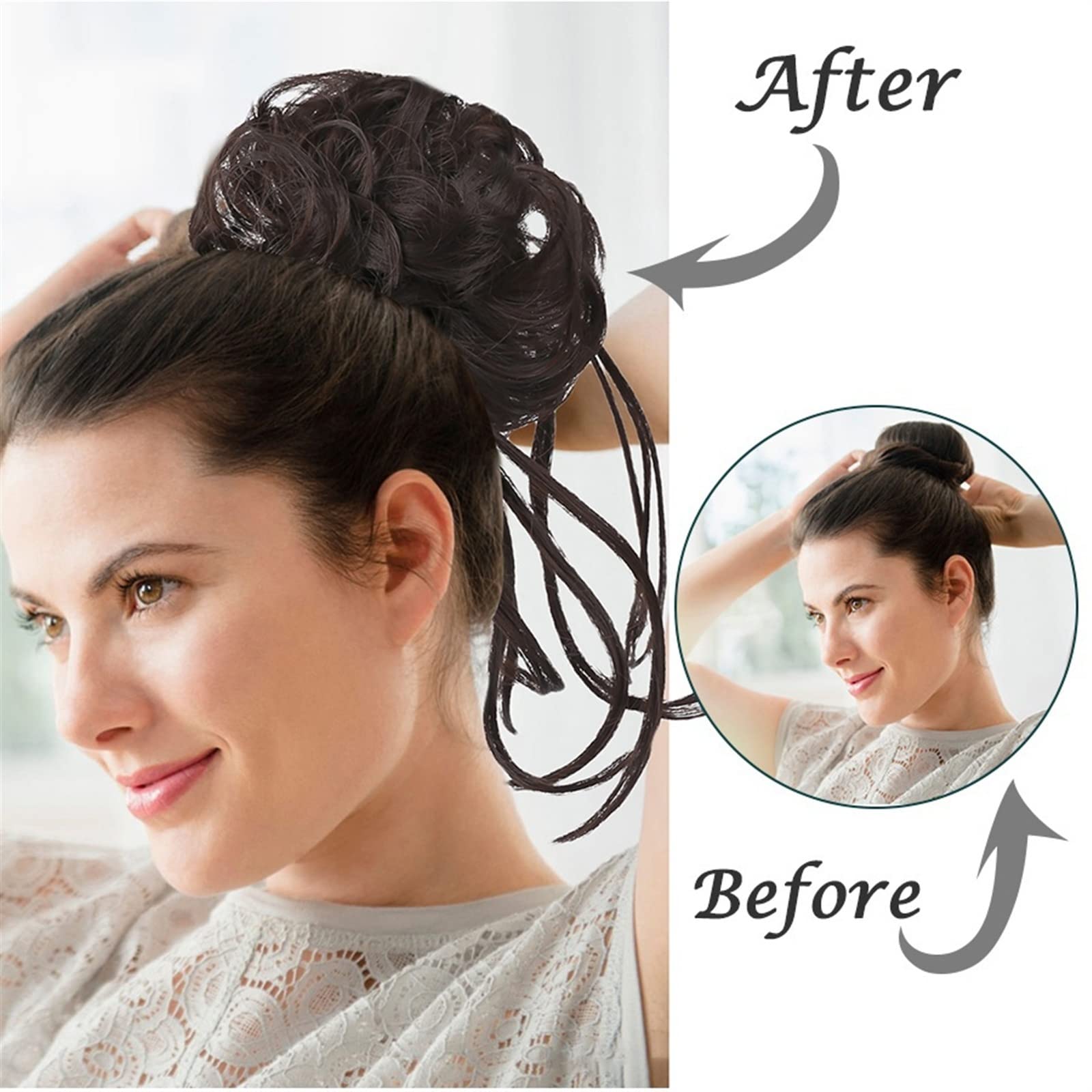 Messy Bun Hair Piece for Women - Synthetic Long Tousled Wavy Hair Bun Extensions | Ponytail Hairpieces with Elastic Band | Perfect for Chignon, Updos & Everyday Hairstyles