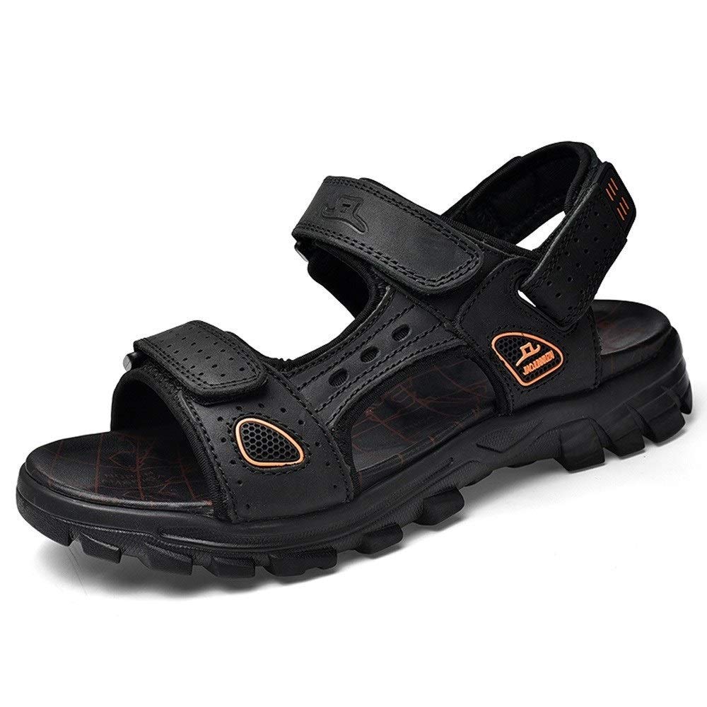 **Men's Leather Casual Sandals - Adjustable Velcro Straps, Breathable Open Toe Design for Beach, Hiking & Outdoor Activities - Durable Fisherman Sandals for Walking, Travel & Summer Wear**