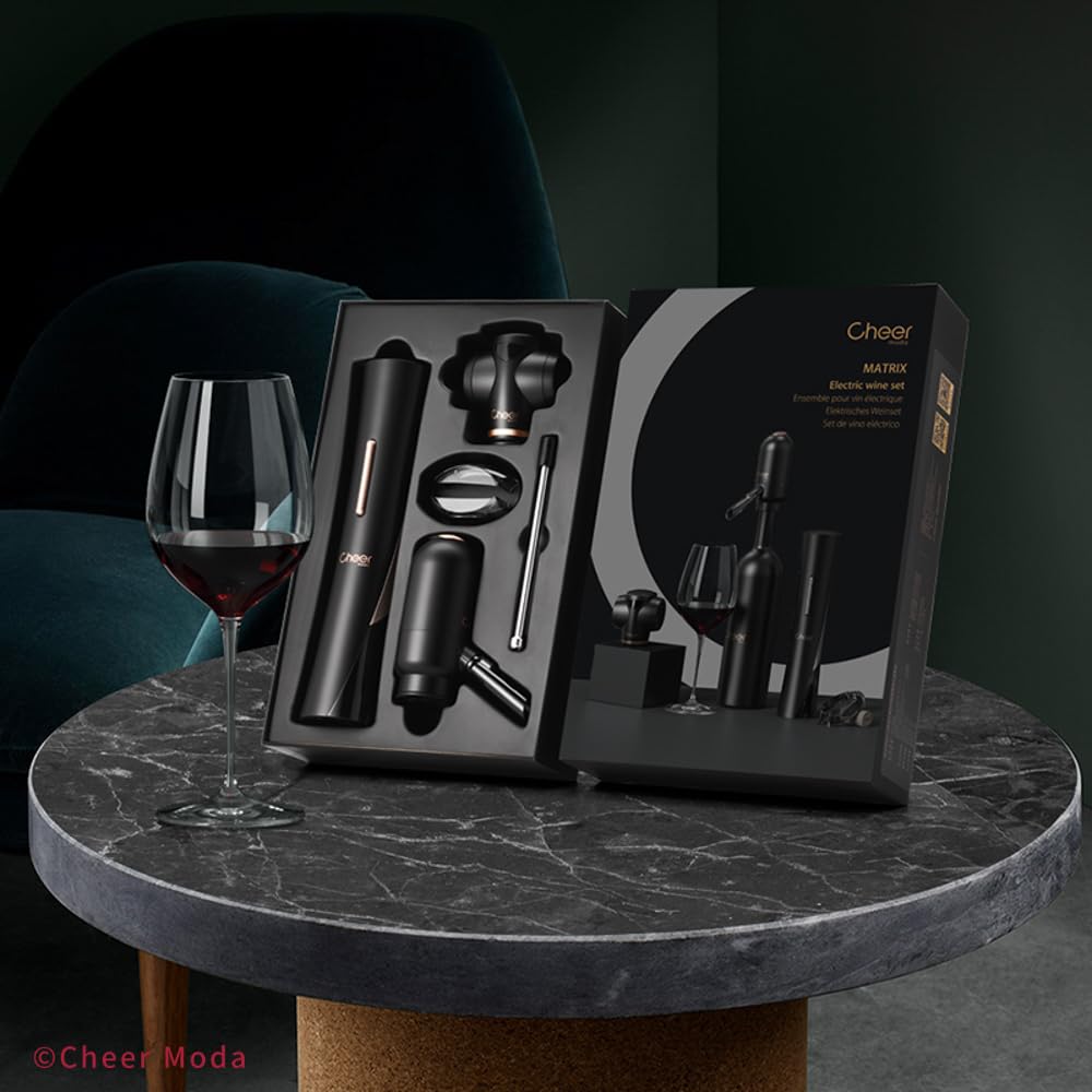 Electric Wine Bottle Opener with Foil Cutter - Cordless 4AA Battery Powered Corkscrew (Batteries Not Included) - Perfect Gift for Wine Lovers & Luxury Wine Accessory - Ideal for Dinner Parties, Weddings & Home Bars