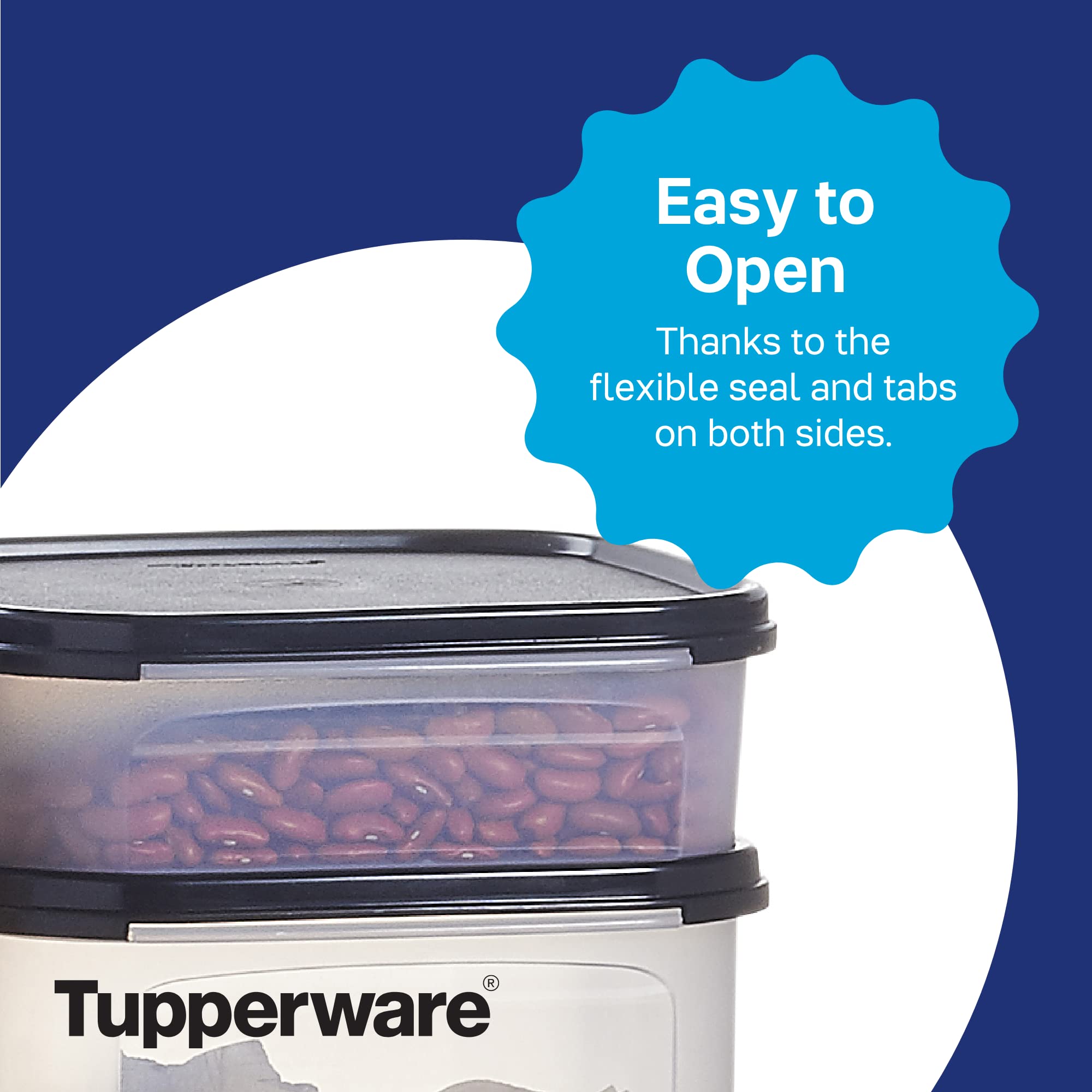 Tupperware Modular Mates Square Food Storage Containers Set - 4-Piece Airtight BPA-Free Kitchen Organizers (5,11,17,23 Cup) with Lids - Dishwasher Safe for Flour, Sugar, Cereal & Pantry Organization