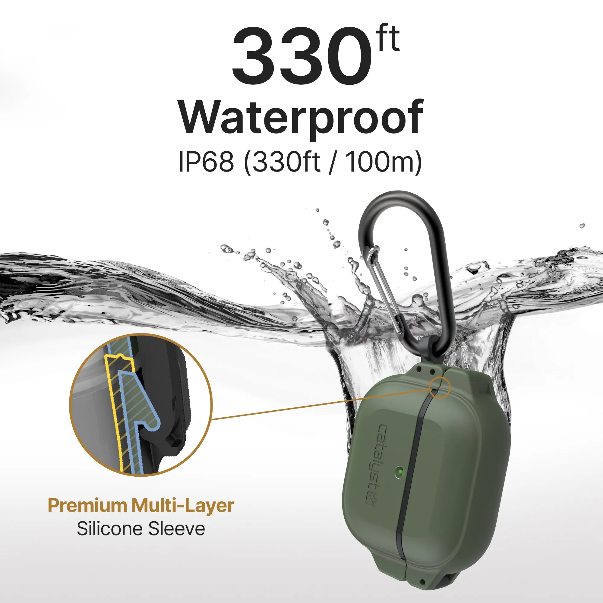 Apple AirPods (3rd Generation) with 330ft Waterproof Protective Case & Carabiner Clip - Wireless Earbuds for Running, Gym, Travel & Outdoor Activities