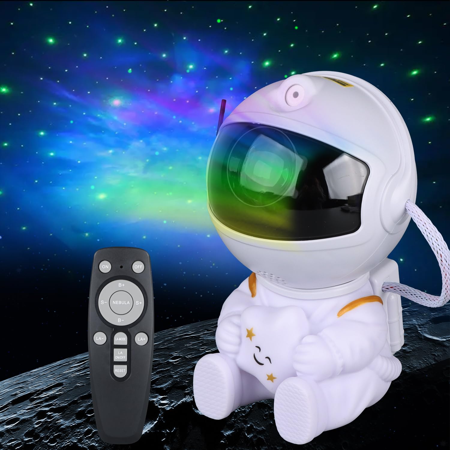 Astronaut Star Projector Galaxy Light - 8 Modes with Remote Control, 270° Adjustable LED Night Light for Kids Bedroom, Girls Room Decor, Home Theater & Ceiling Projection | White Space Themed Night Light for Relaxation, Meditation & Sleep Aid