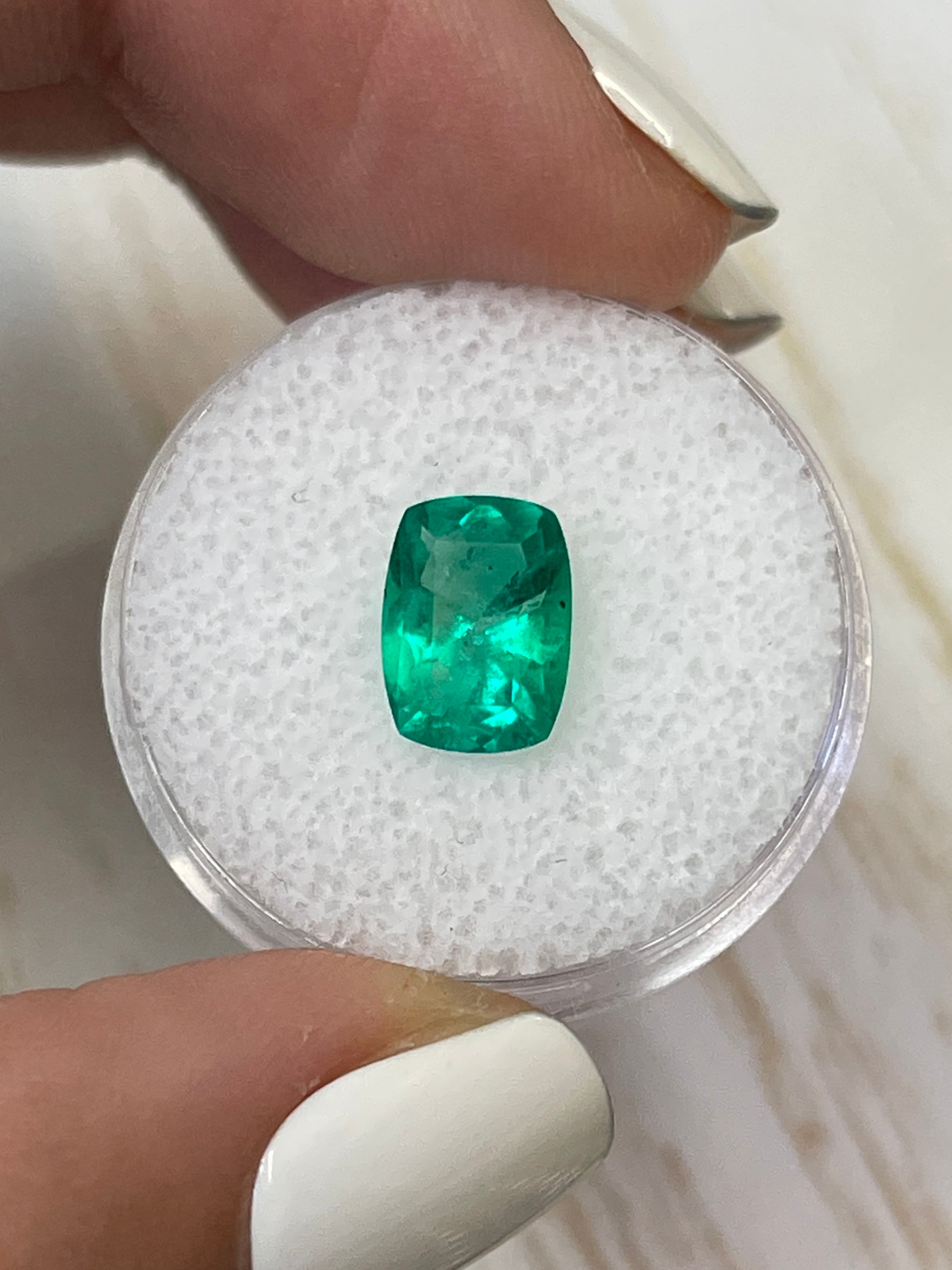 1.85 Carat 10x7mm Vivid Green Natural Colombian Loose Emerald - Elongated Cushion Cut Gemstone for Jewelry Making & Engagement Rings