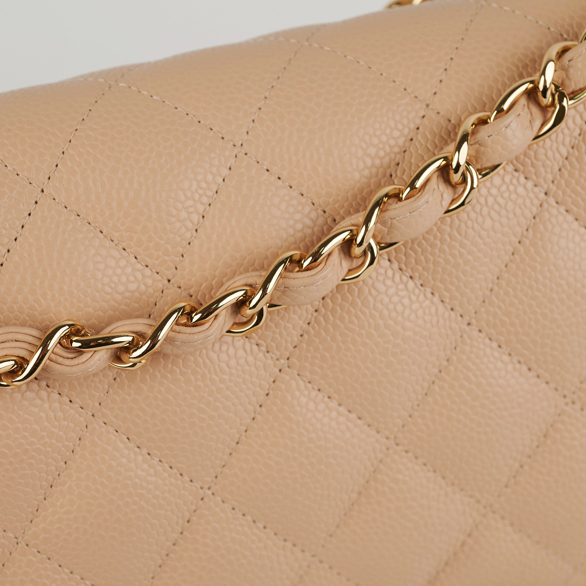 Chanel Classic Double Flap Jumbo Beige Caviar Leather Shoulder Bag - Luxury Designer Handbag for Women, Perfect for Work, Parties & Special Occasions