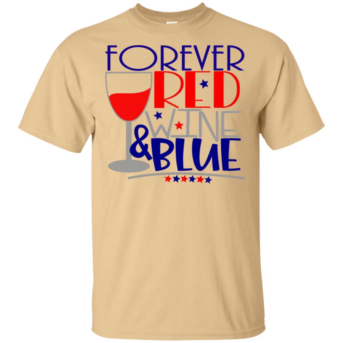 WineyBitches.Co Forever Red Wine and Blue Ultra Soft Cotton T-Shirt | Patriotic American Flag Design | Perfect for 4th of July, BBQ Parties & Casual Wear