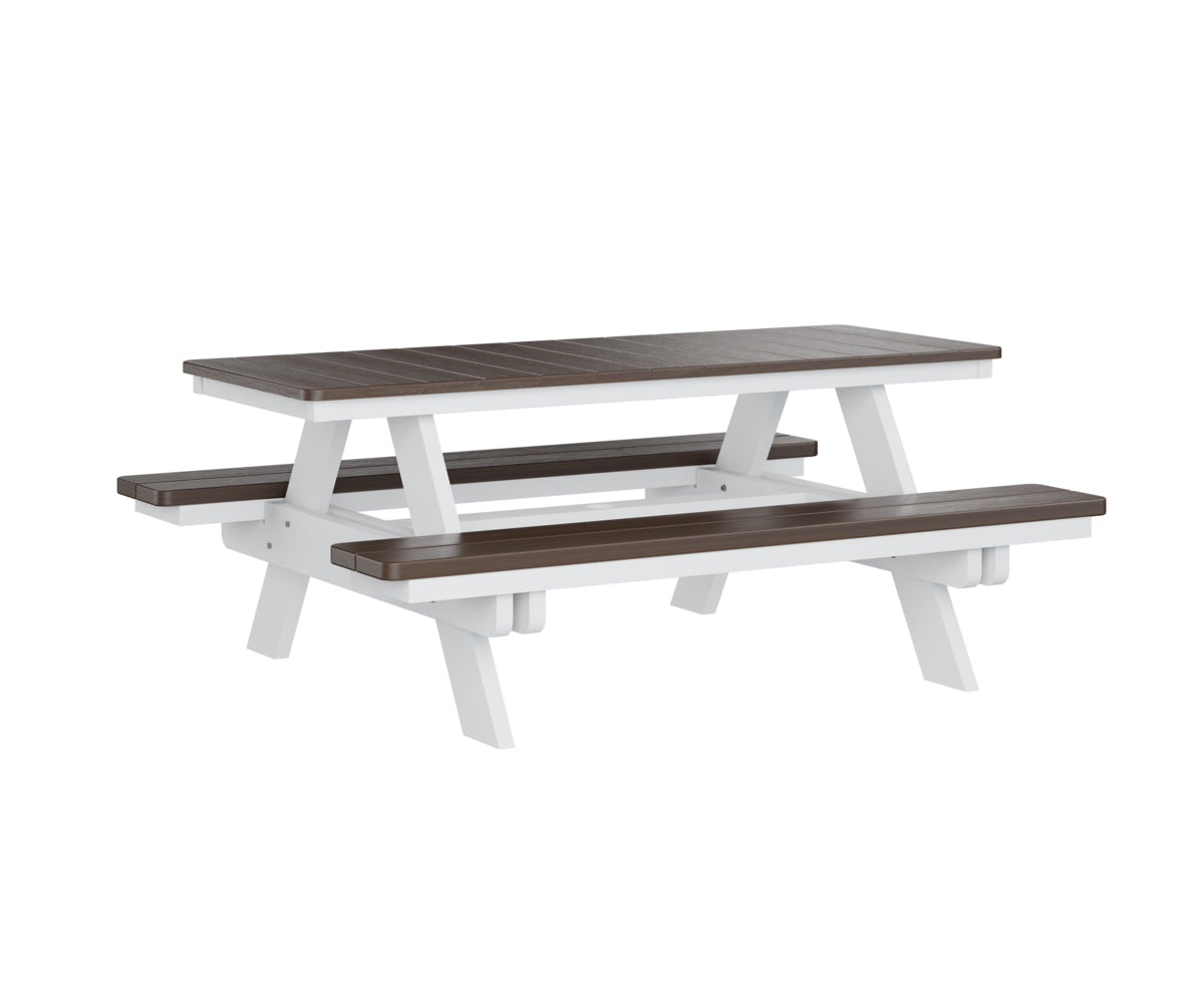 Berlin Gardens Rectangular Picnic Table - Outdoor Dining Set for Patio, Backyard, and Park - Heavy Duty Weather-Resistant Wooden Picnic Bench with Umbrella Hole
