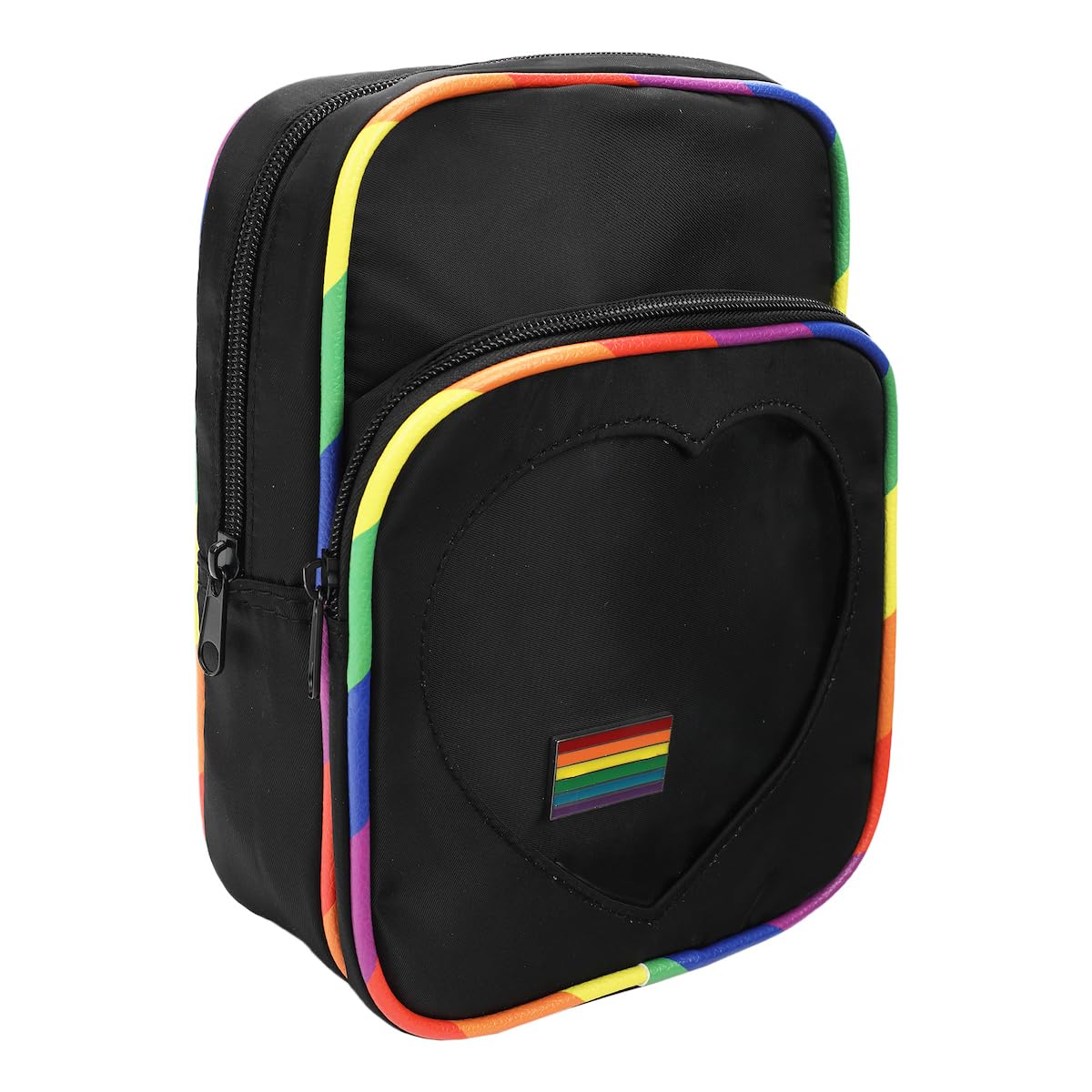 Love is Love Black Mini Messenger Crossbody Bag with Pride Pin - LGBTQ+ Pride Accessories for Everyday Use, Travel & Events