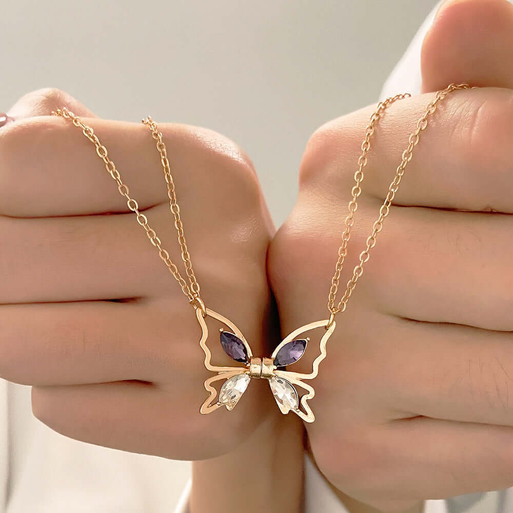 Butterfly Magnetic Couple Friendship Matching Necklace Set - Romantic Gift for Couples, Best Friends, Anniversaries & Valentine's Day | KM695