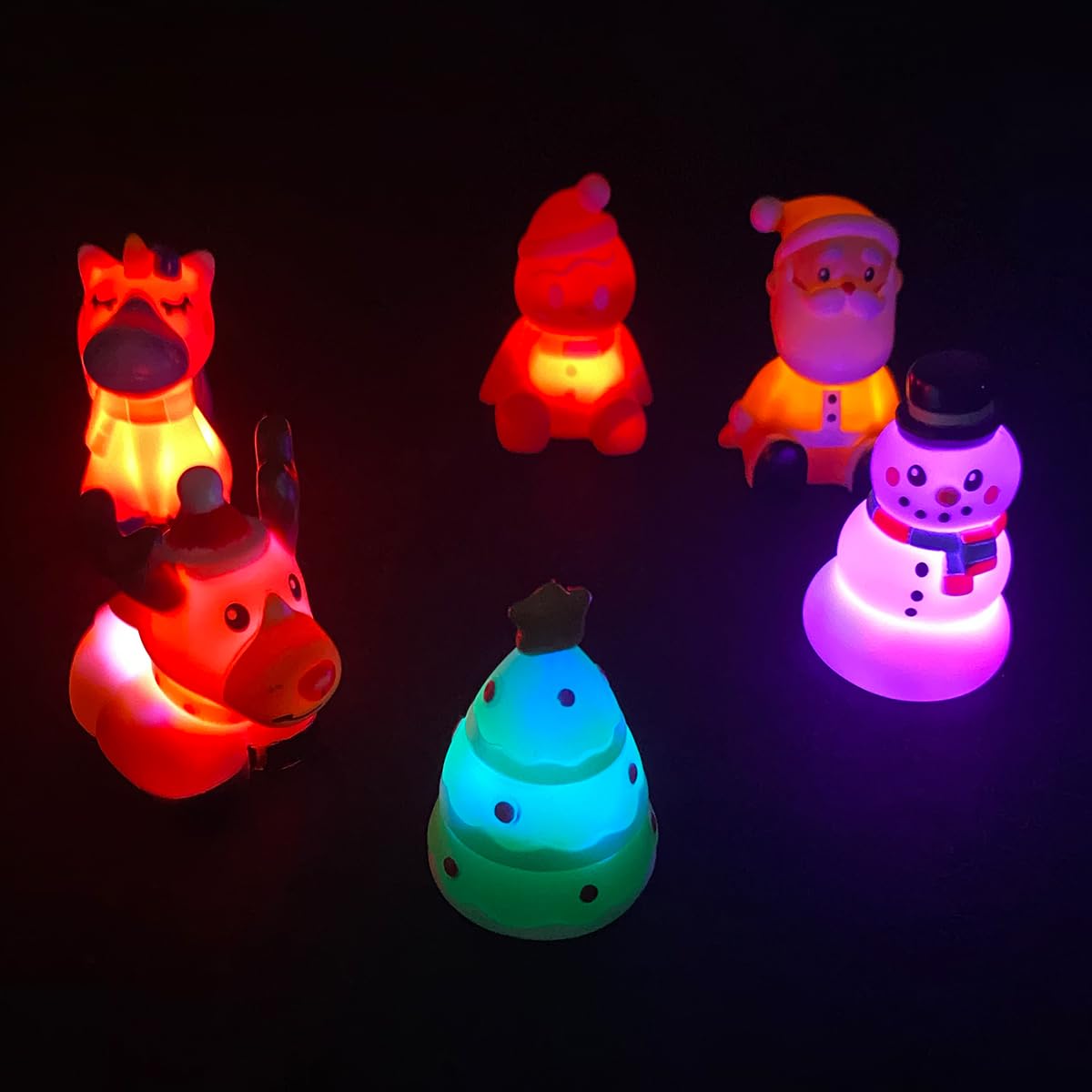 Jofan 6 Pack LED Christmas Bath Toys for Kids & Toddlers - Light Up Bathtub Toys for Boys & Girls - Stocking Stuffers, Party Favors & Holiday Gifts (Perfect for Christmas Bath Time Fun & Festive Decorations)