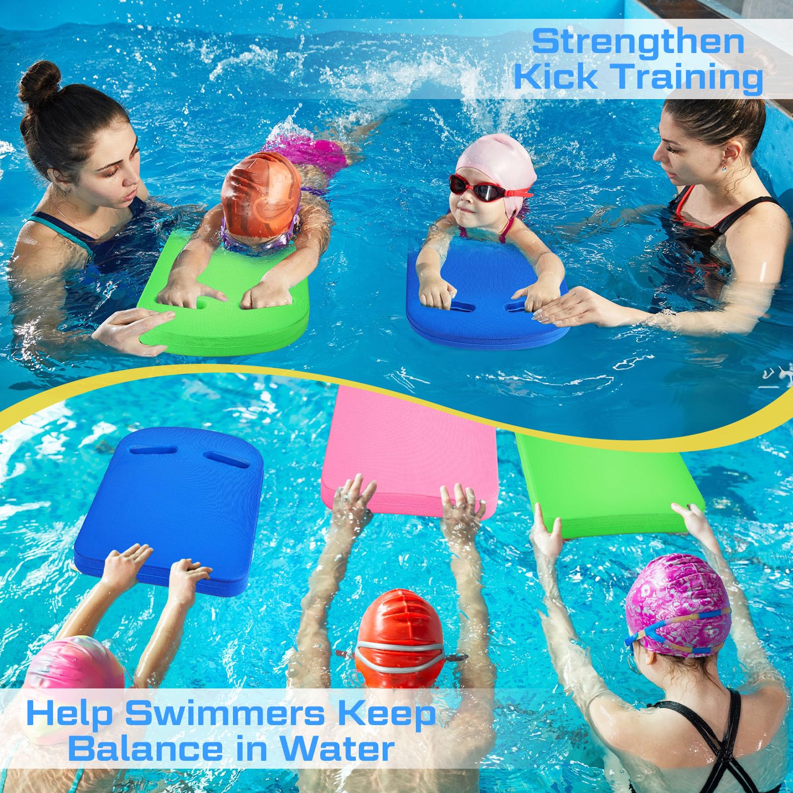 **Syhood EVA Swim Kickboard for Adults & Kids - Bulk Pack of Durable Swimming Kick Boards - Unisex Pool Training Aid for Exercise & Workout - Perfect for Swim Lessons, Lap Training & Water Aerobics**