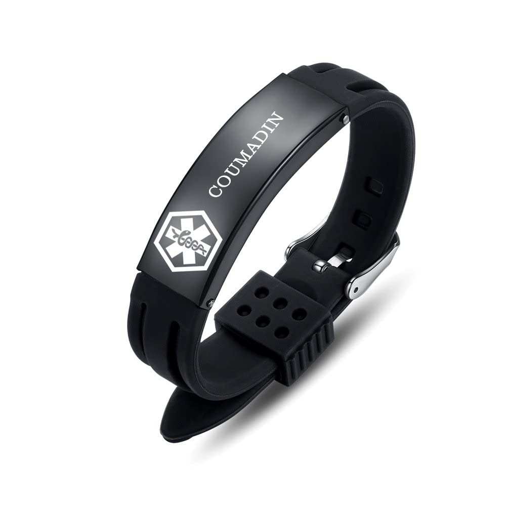 Adjustable Medical Alert Bracelet for Men & Women - Free Engraving, Sport Silicone ID Bracelet (8.5 Inches) - Ideal for Emergency Medical Identification, Outdoor Activities & Daily Wear