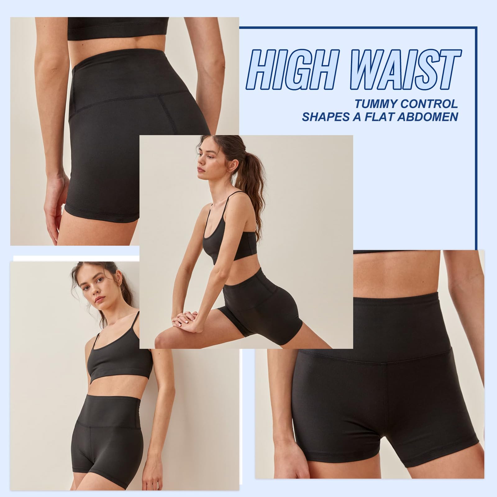 3 Pack High Waisted Biker Shorts for Women - 3